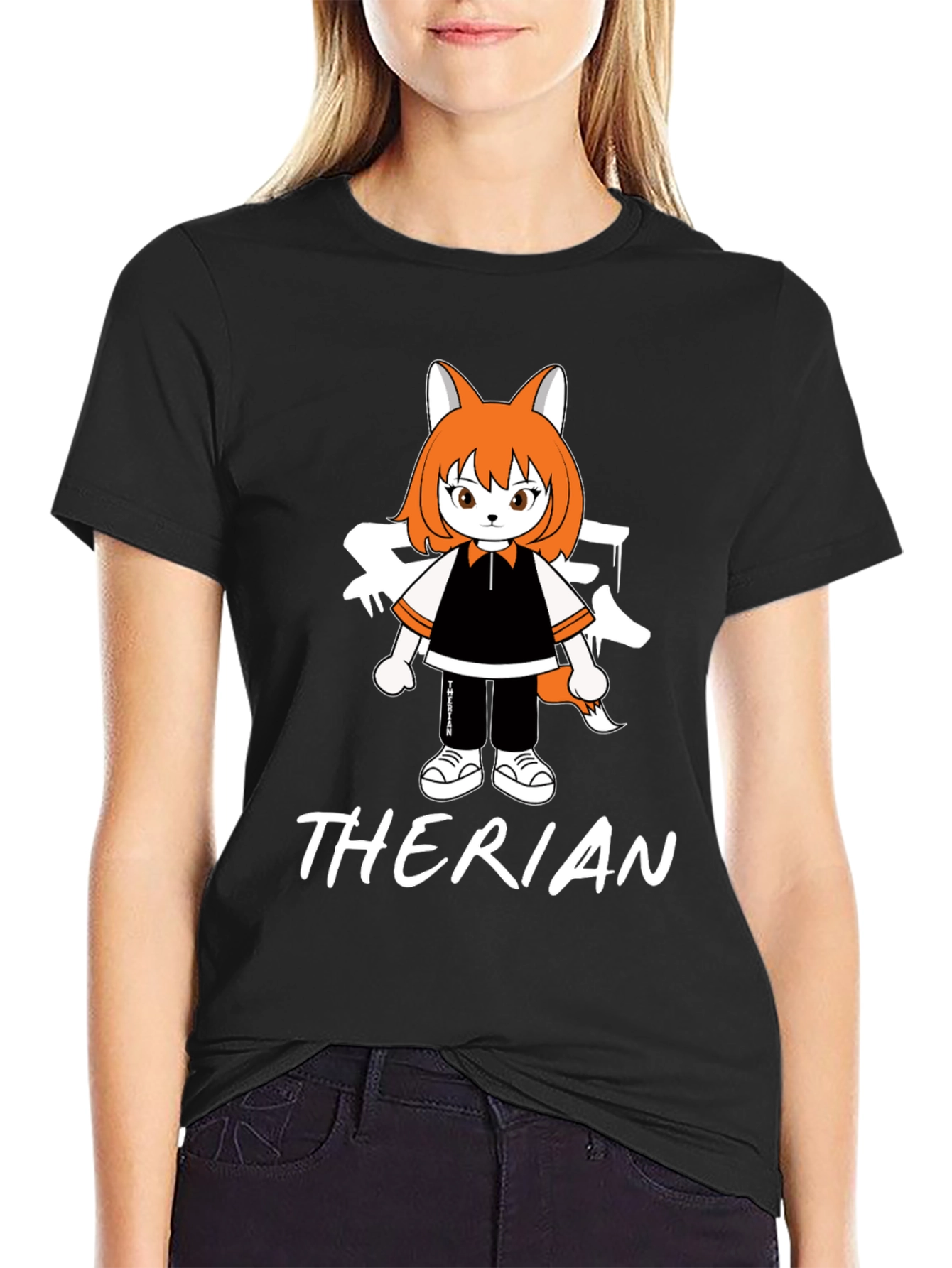Therian Anime Style T-Shirt - Black