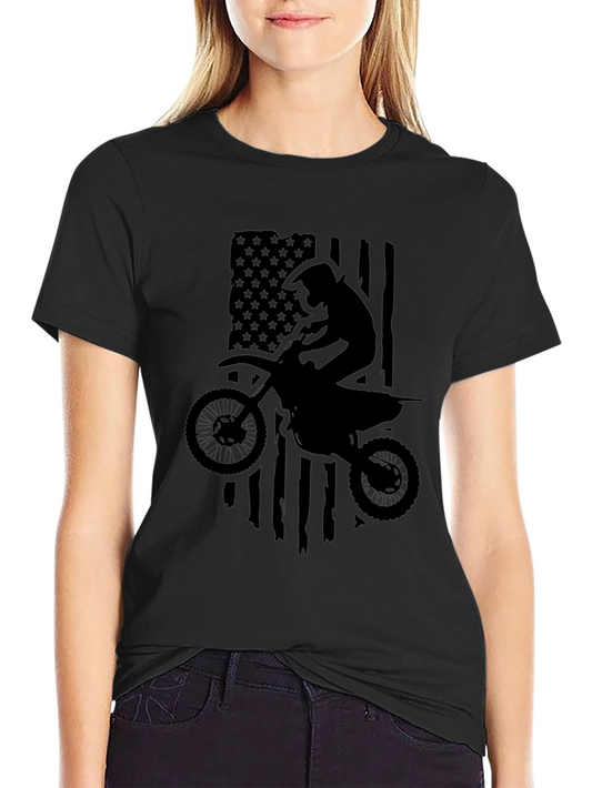 Motocross American Flag Graphic T-Shirt