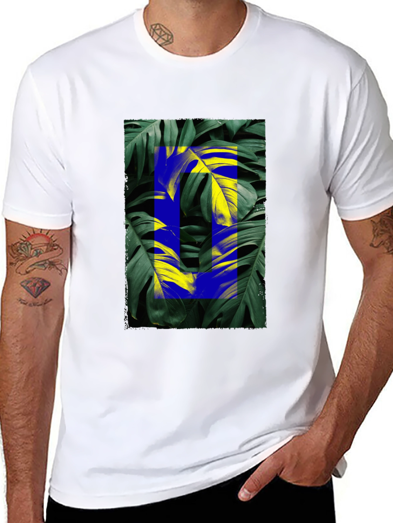 Tropical Leaf Graphic Black T-Shirt
