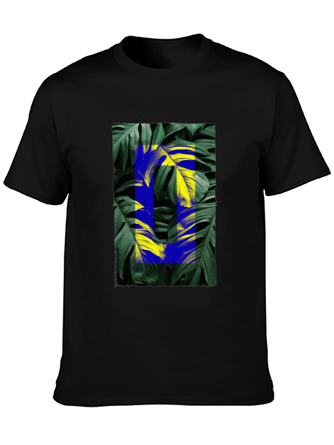 Tropical Leaf Graphic Black T-Shirt