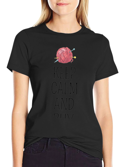 Keep Calm & Knit T-Shirt - Yarn & Needles Graphic Tee