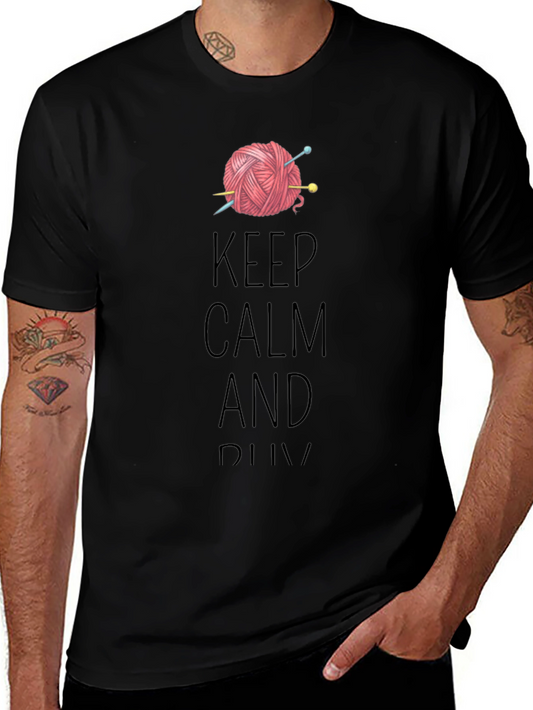 Keep Calm & Knit T-Shirt - Yarn & Needles Graphic Tee