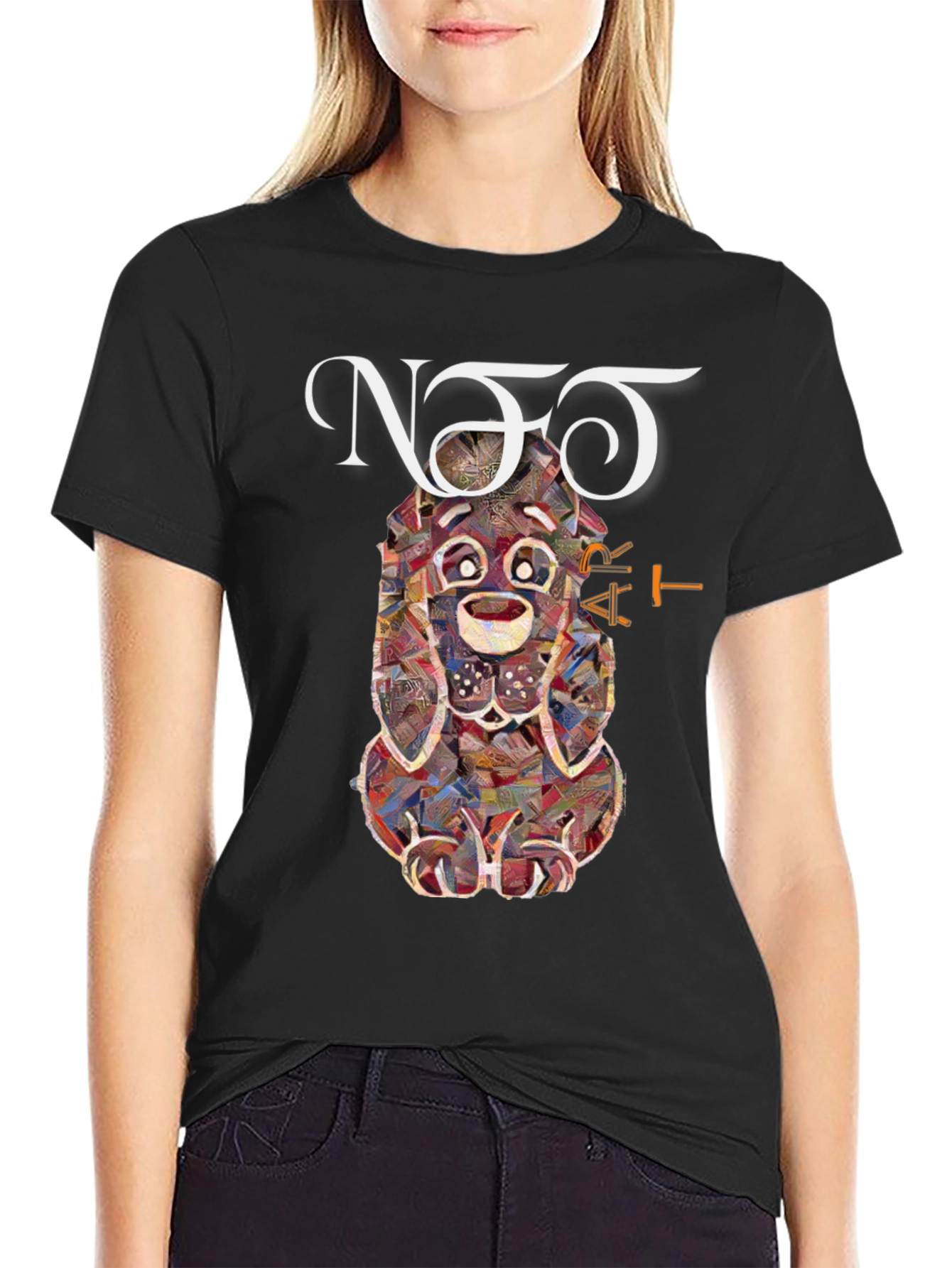 Novelty Dog Art Graphic Tee - Unisex Black T-Shirt