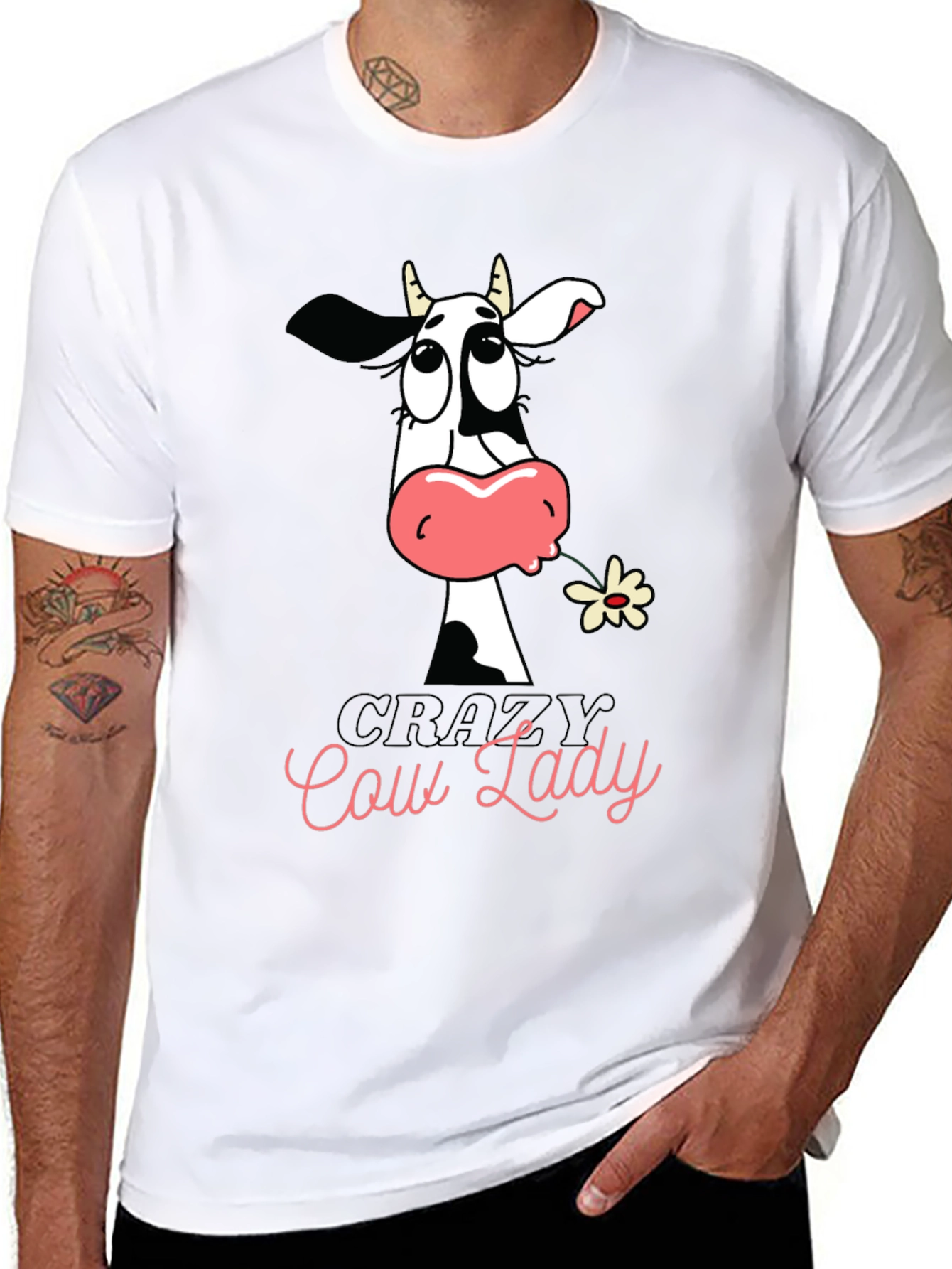 Crazy Cow Lady Graphic Tee - Black Cotton T-Shirt