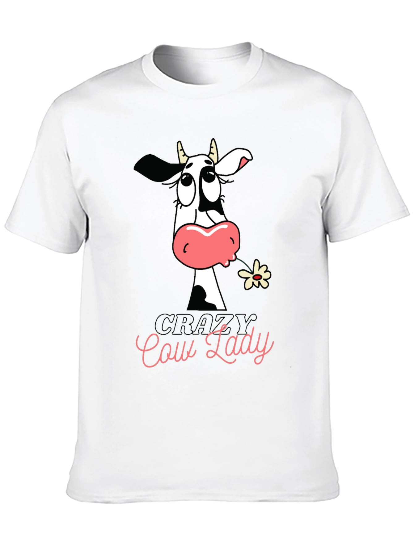 Crazy Cow Lady Graphic Tee - Black Cotton T-Shirt