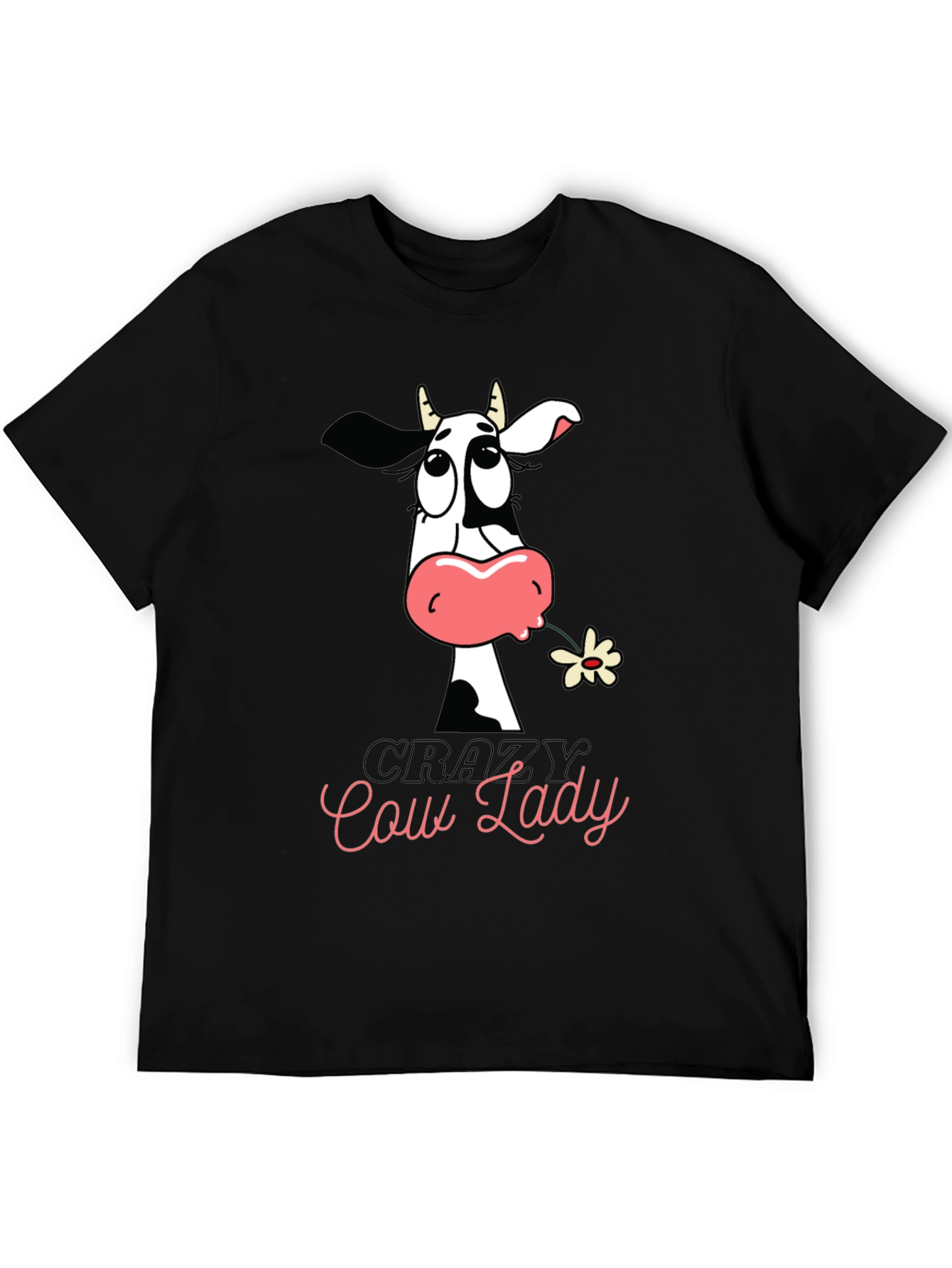 Crazy Cow Lady Graphic Tee - Black Cotton T-Shirt