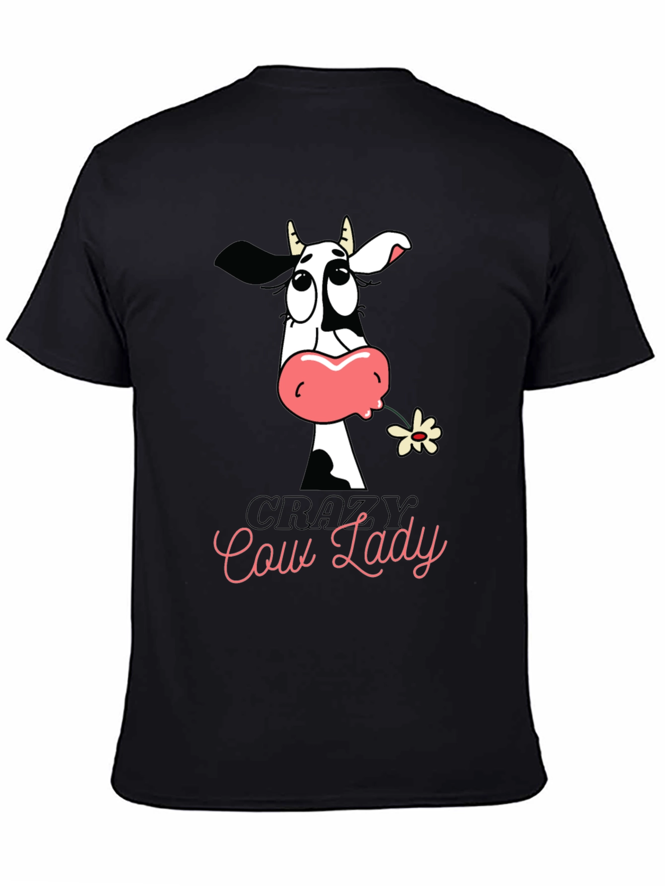 Crazy Cow Lady Graphic Tee - Black Cotton T-Shirt