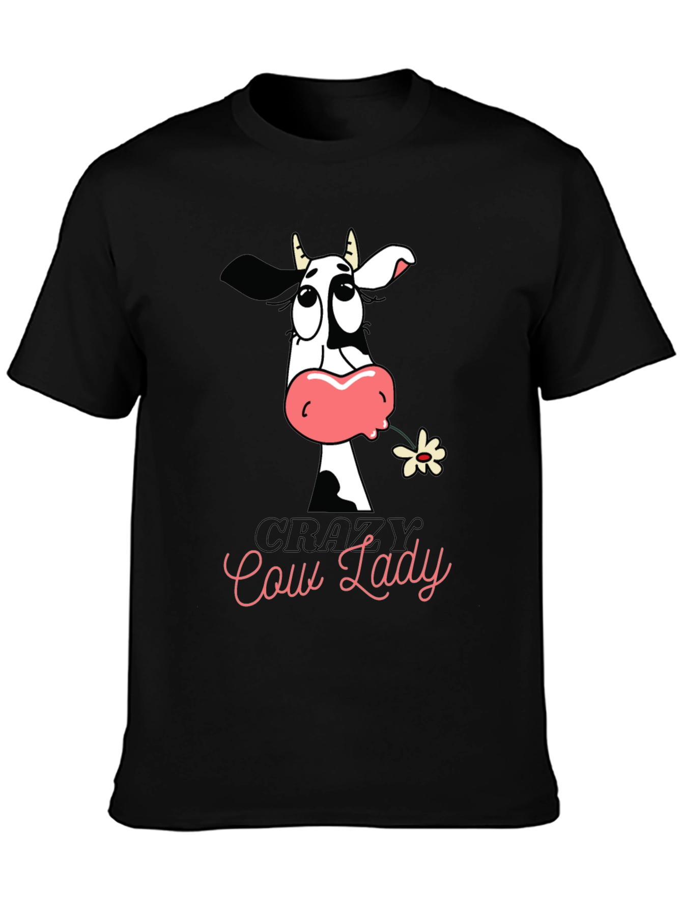 Crazy Cow Lady Graphic Tee - Black Cotton T-Shirt