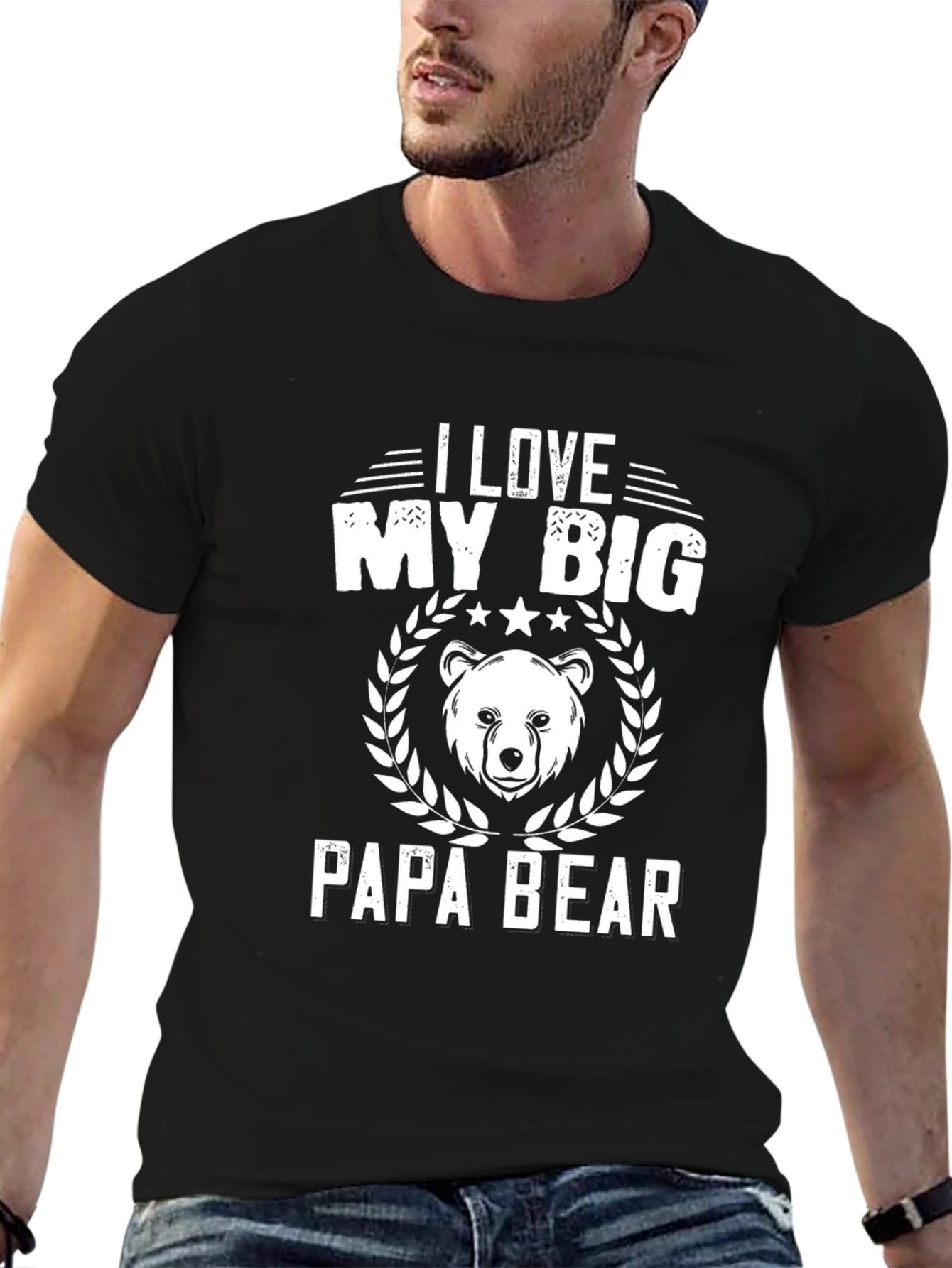 I Love My Big Papa Bear Black T-Shirt