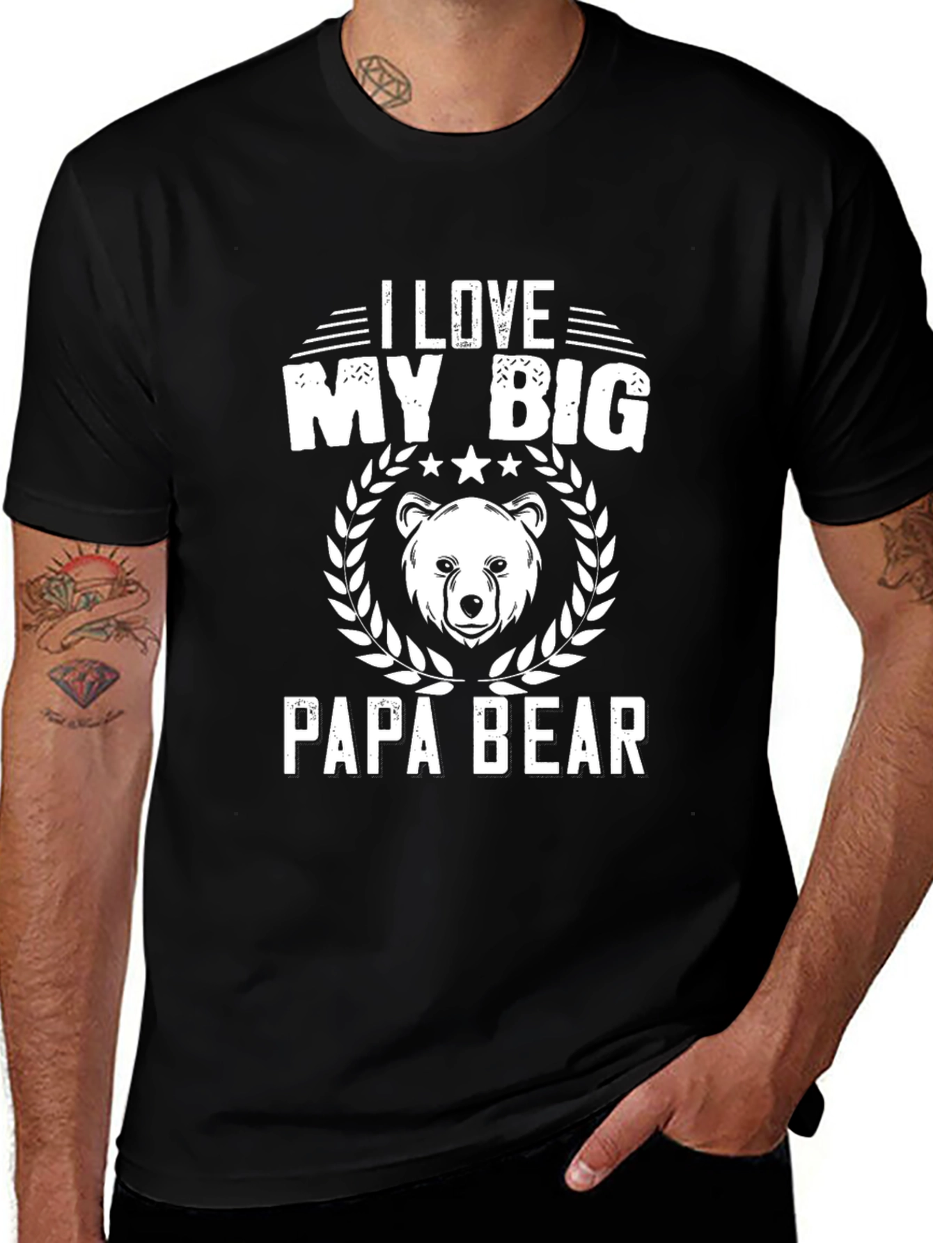 I Love My Big Papa Bear Black T-Shirt