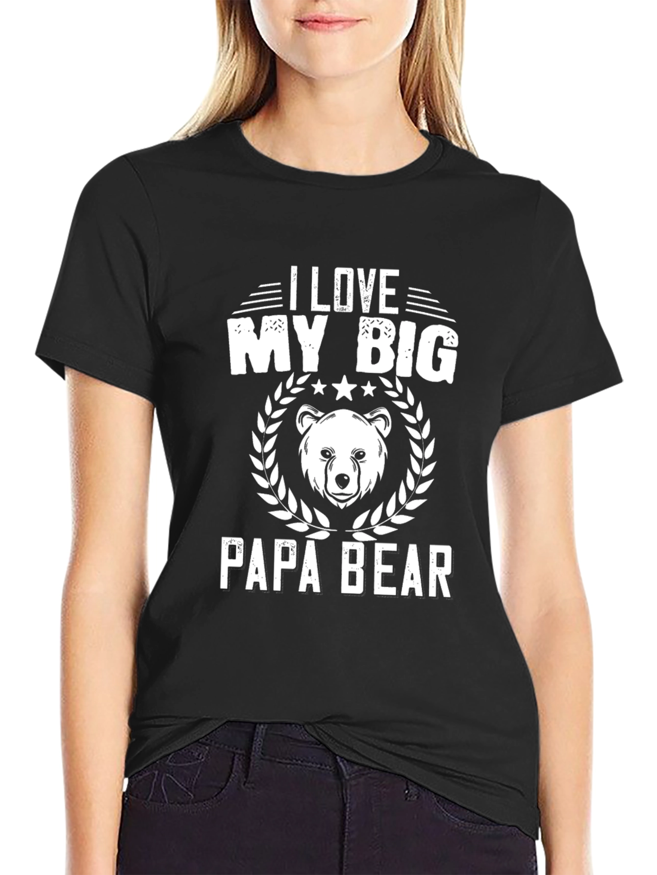 I Love My Big Papa Bear Black T-Shirt