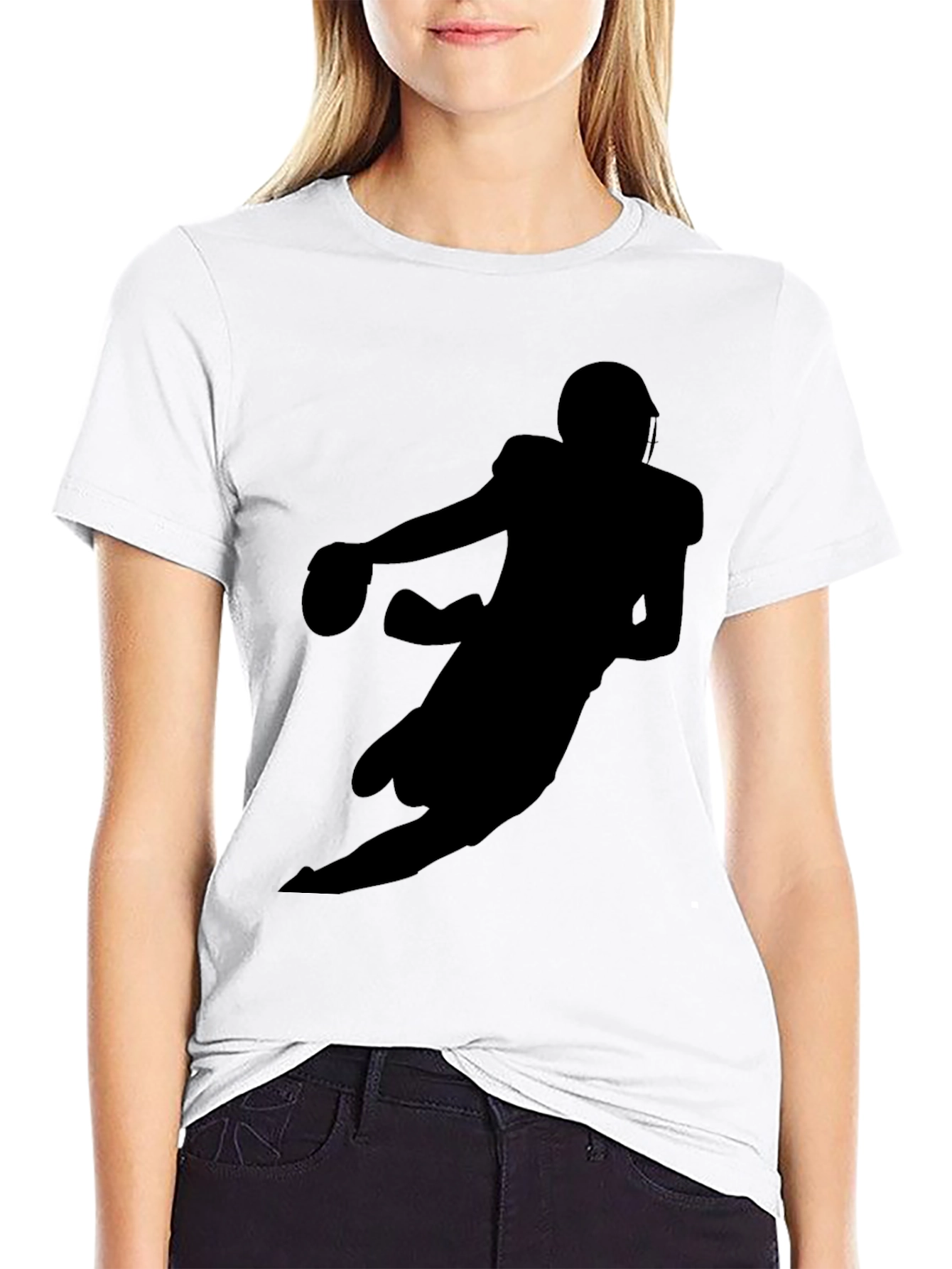 Football Silhouette Black T-Shirt
