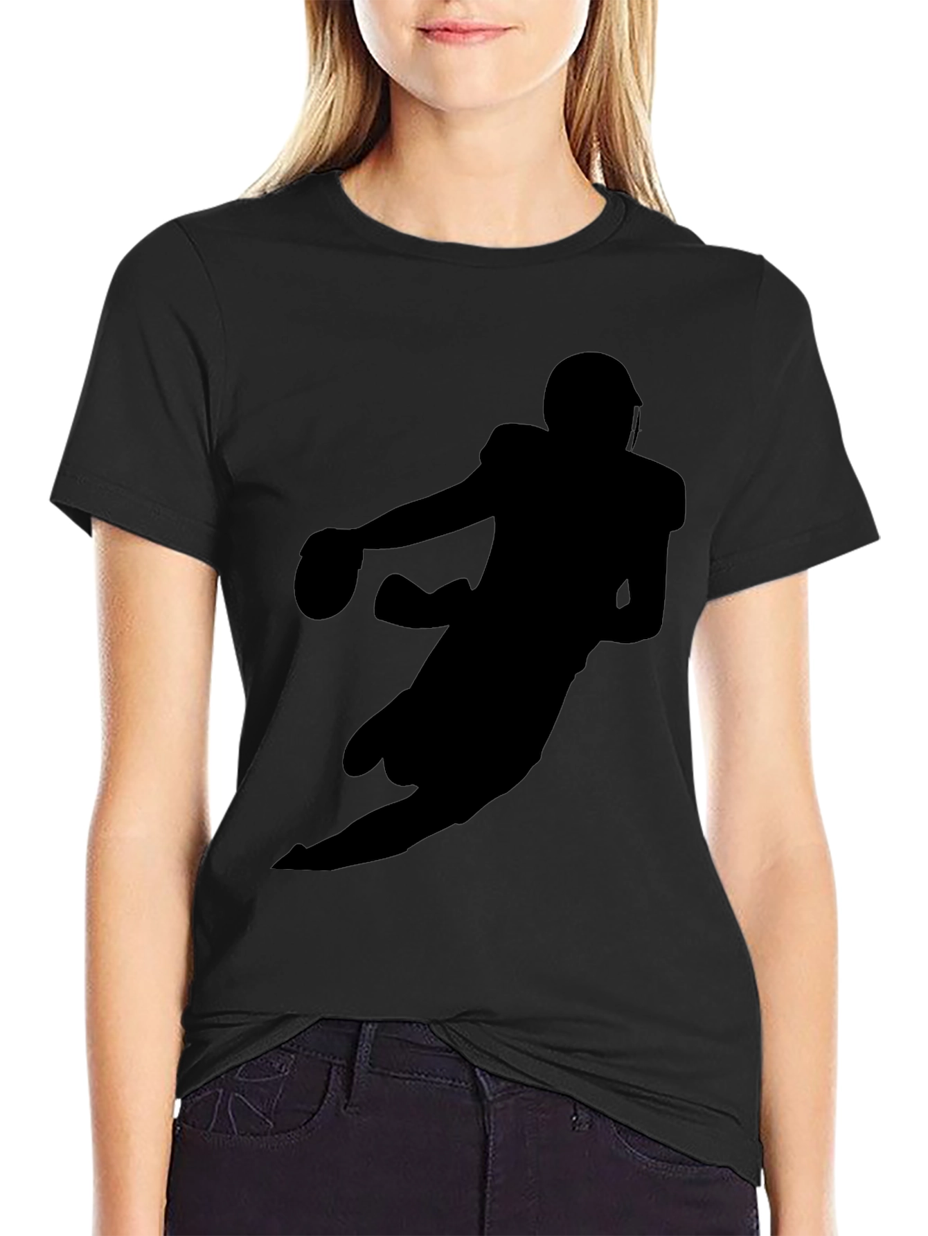 Football Silhouette Black T-Shirt