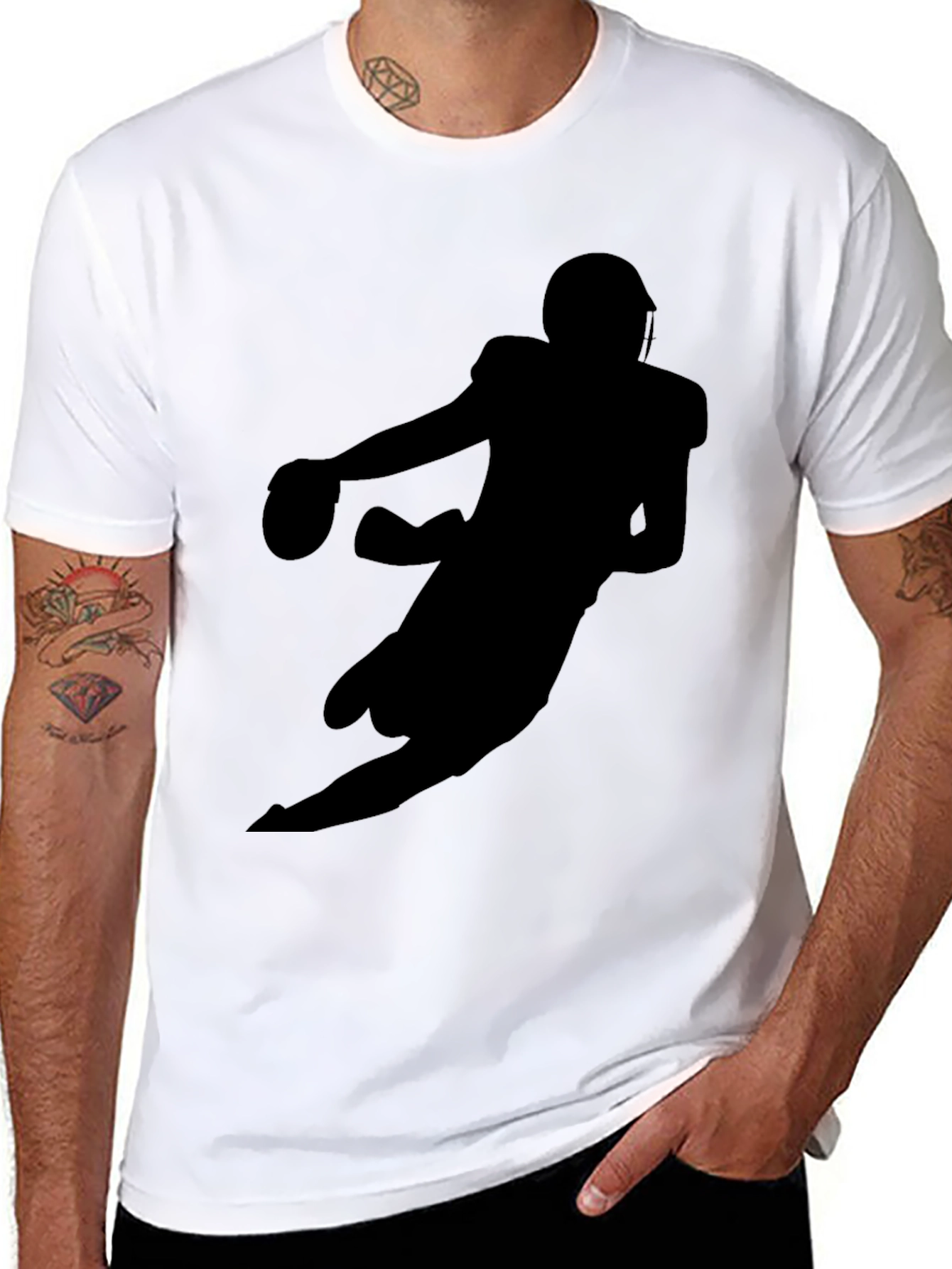 Football Silhouette Black T-Shirt