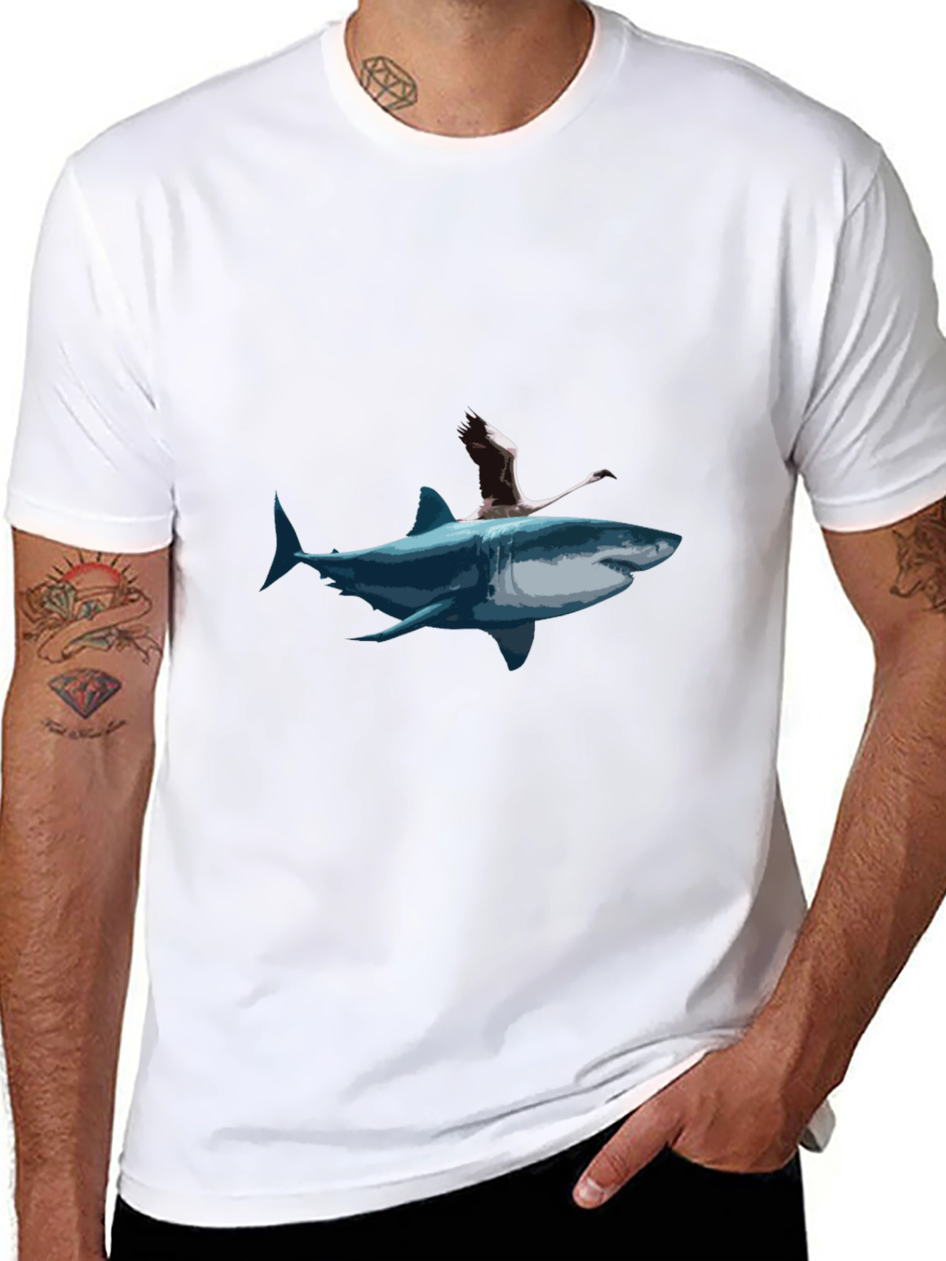 Shark Rider Graphic Tee - Unique Art T-Shirt