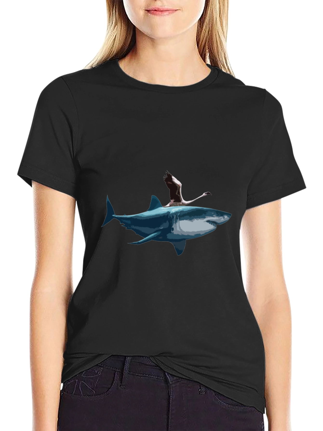 Shark Rider Graphic Tee - Unique Art T-Shirt