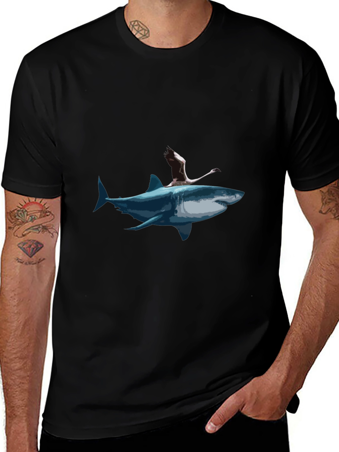 Shark Rider Graphic Tee - Unique Art T-Shirt