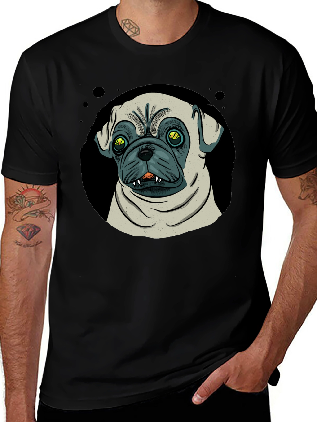 Pug Graphic Black T-Shirt
