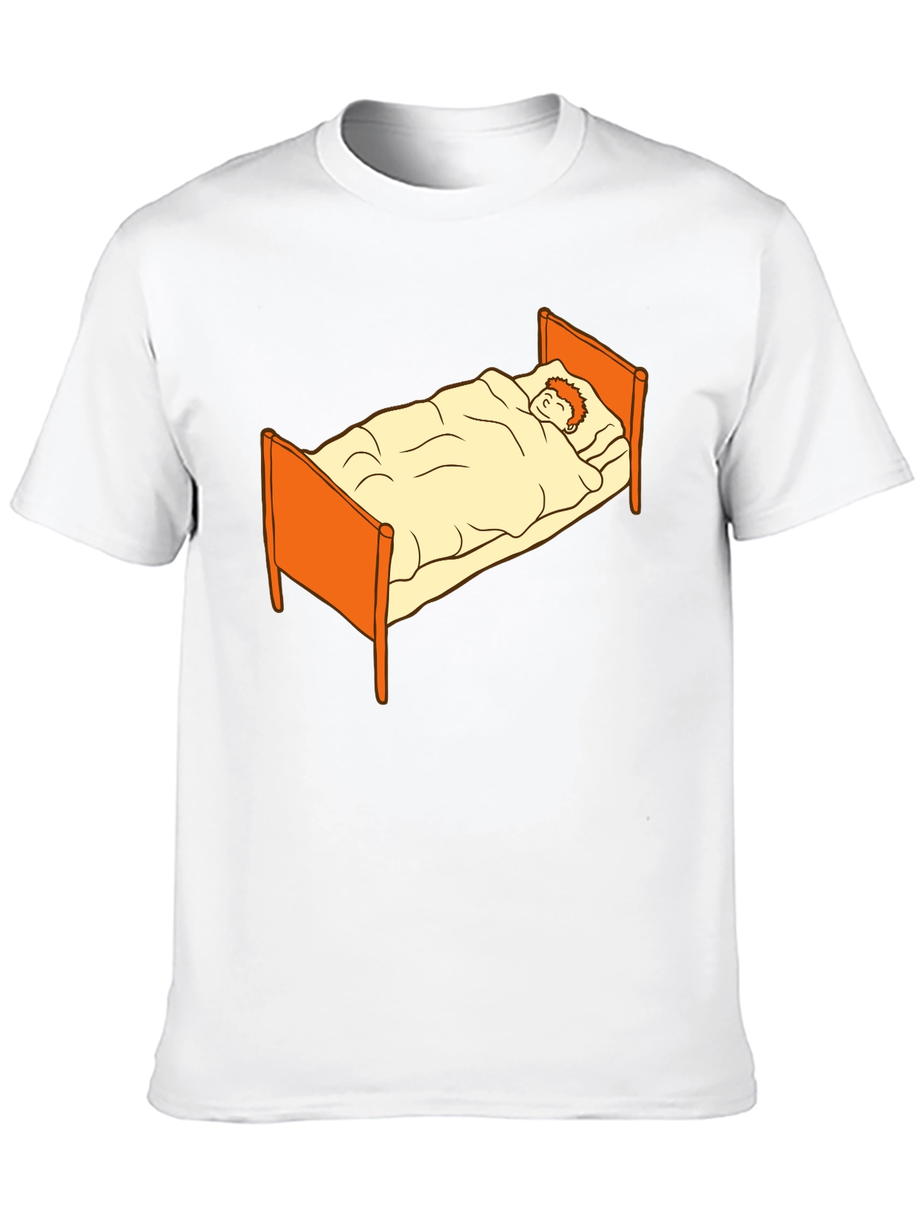 Sleepy Cartoon Man in Bed Graphic Tee - Black