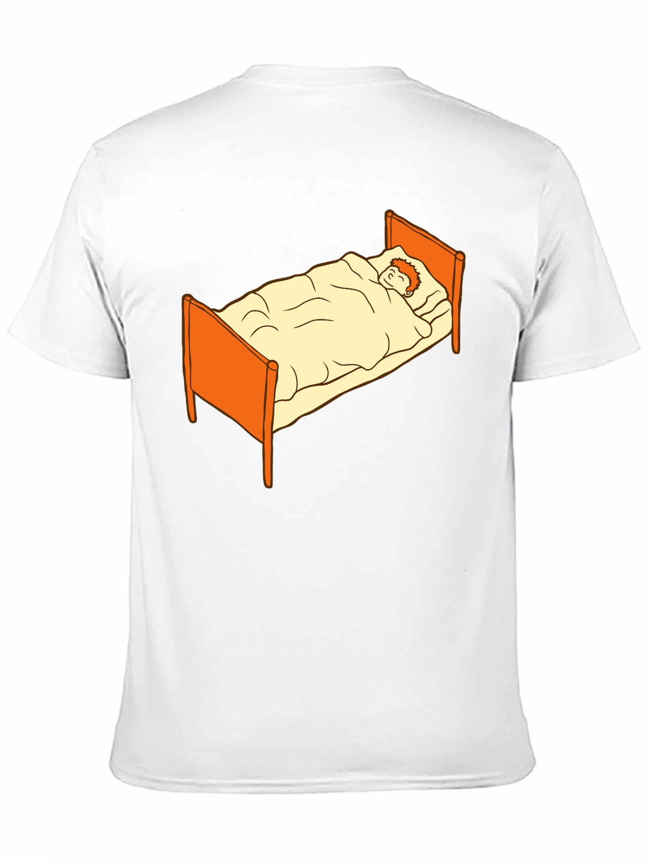 Sleepy Cartoon Man in Bed Graphic Tee - Black