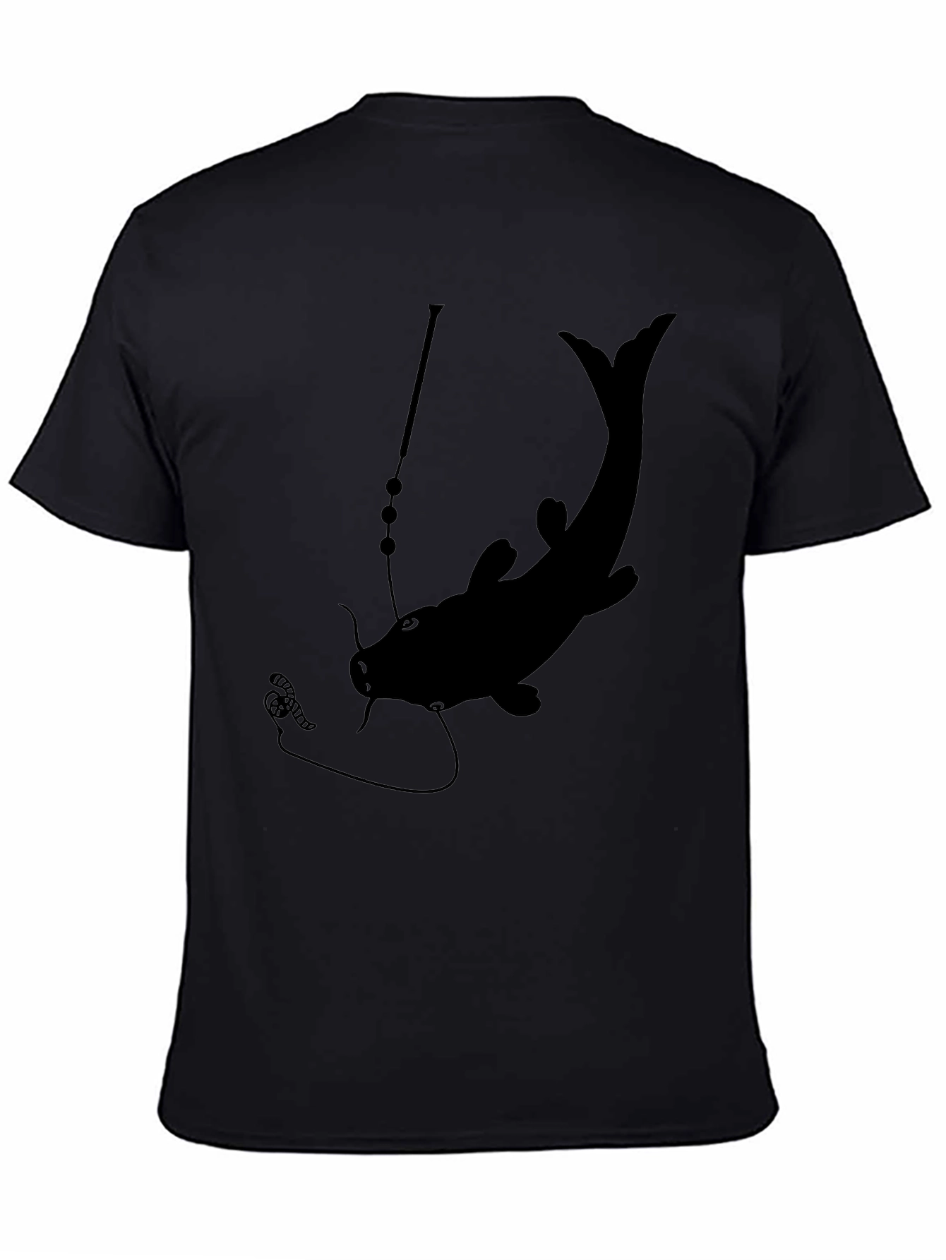 Mens Black Catfish Fishing Graphic T-Shirt
