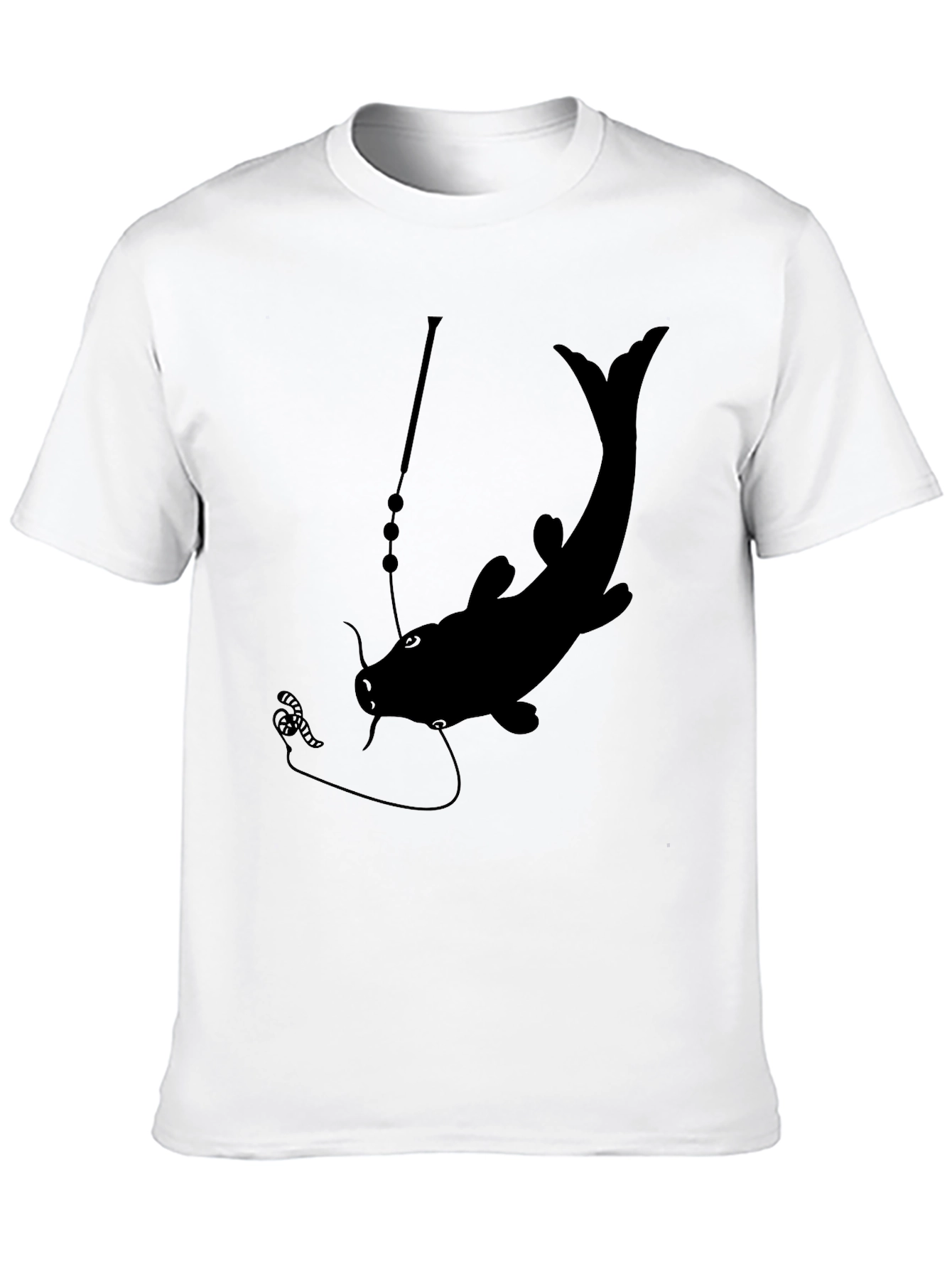 Mens Black Catfish Fishing Graphic T-Shirt