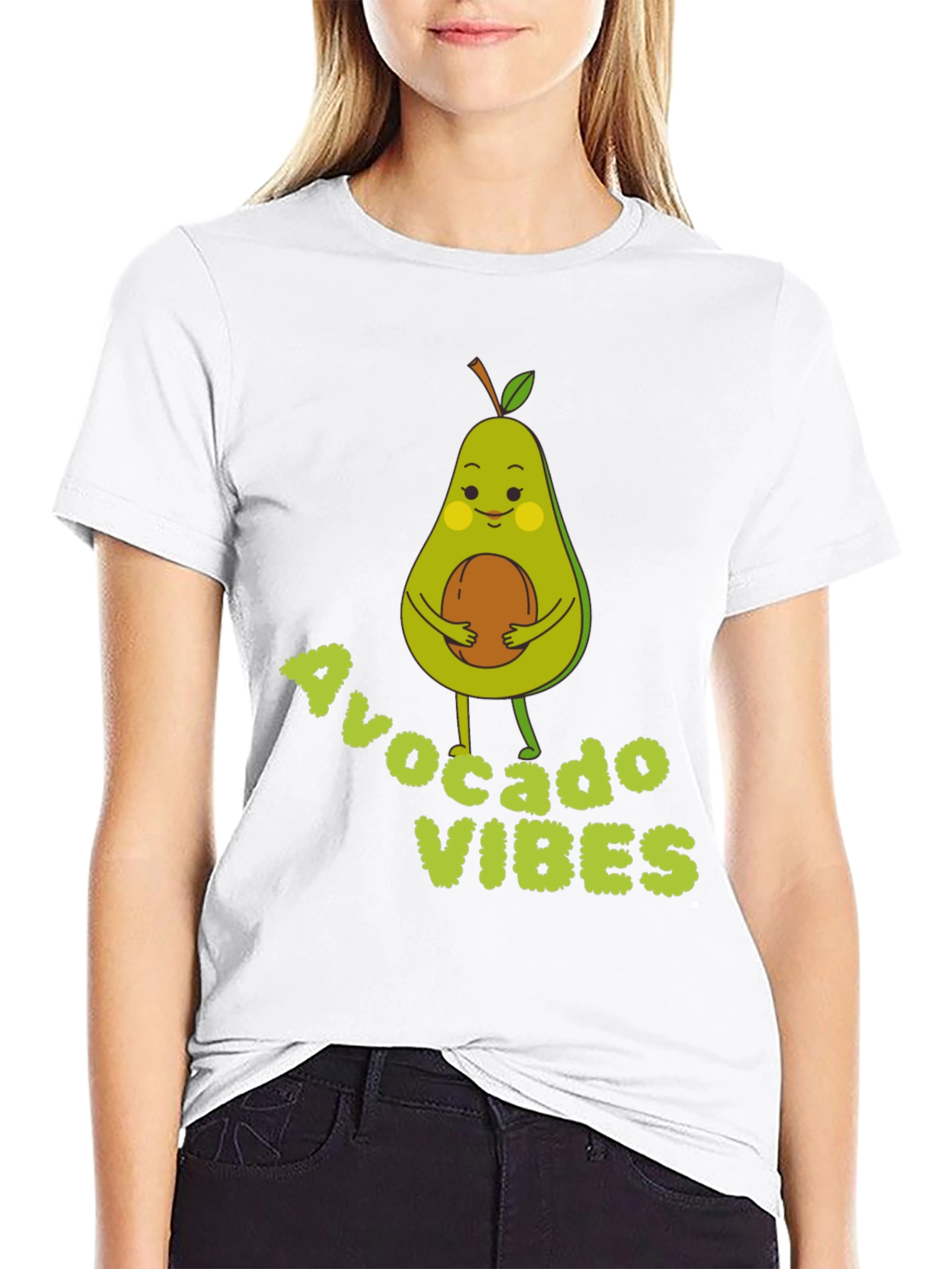Avocado Vibes Graphic Tee - Soft Black Cotton T-Shirt