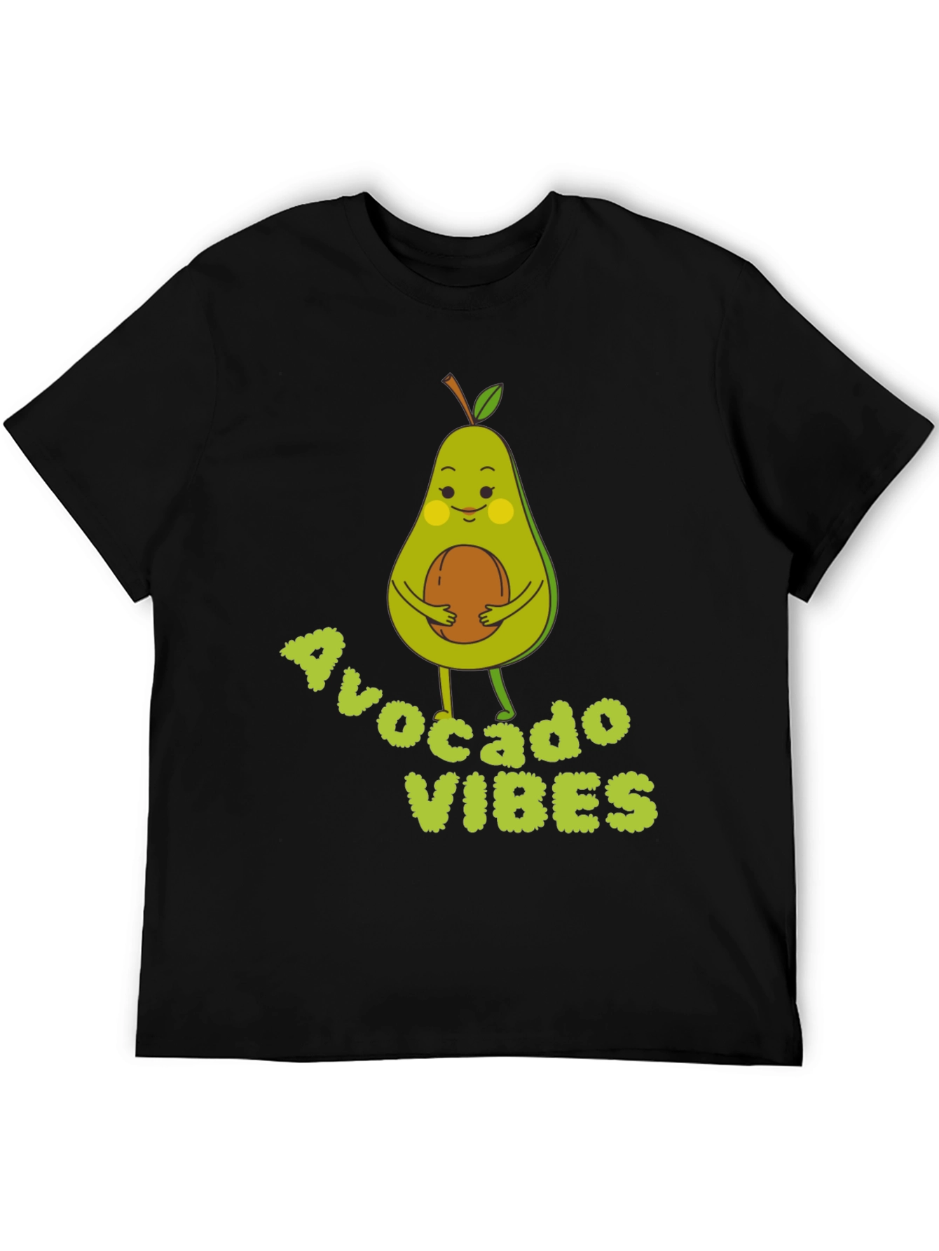Avocado Vibes Graphic Tee - Soft Black Cotton T-Shirt