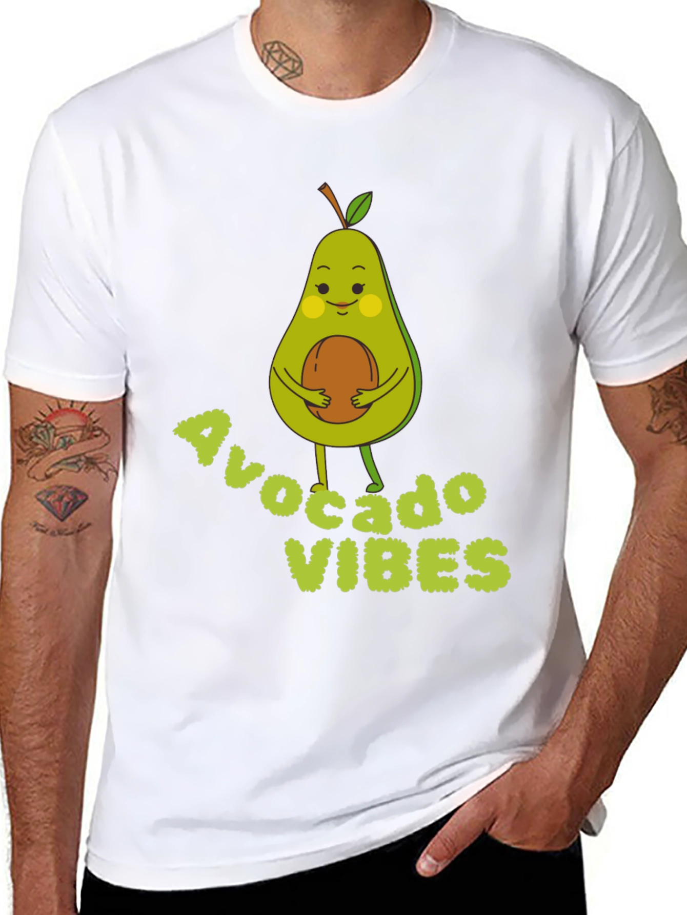 Avocado Vibes Graphic Tee - Soft Black Cotton T-Shirt