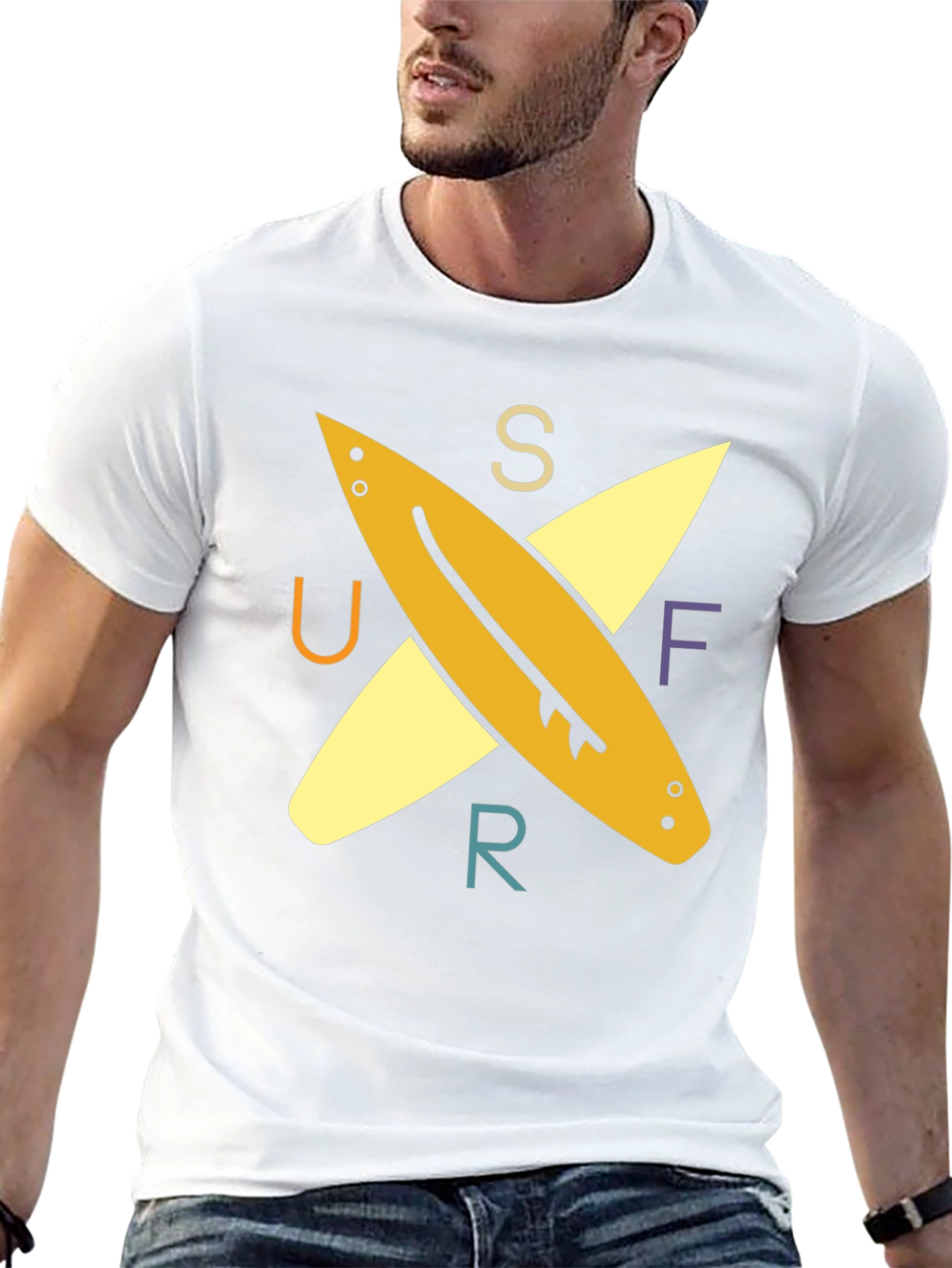 Surfer Tee: Retro Surfboard Design Black T-Shirt