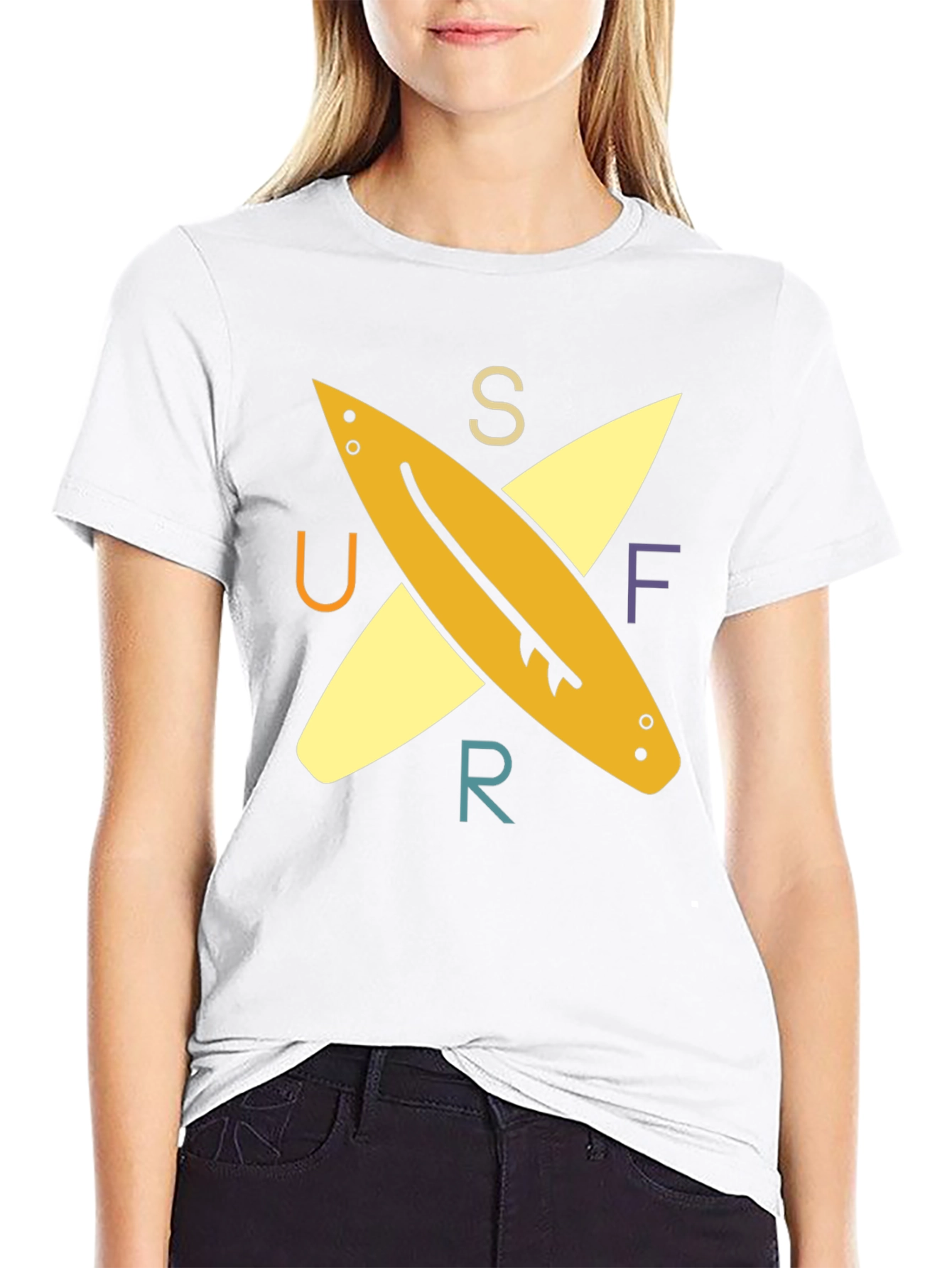 Surfer Tee: Retro Surfboard Design Black T-Shirt