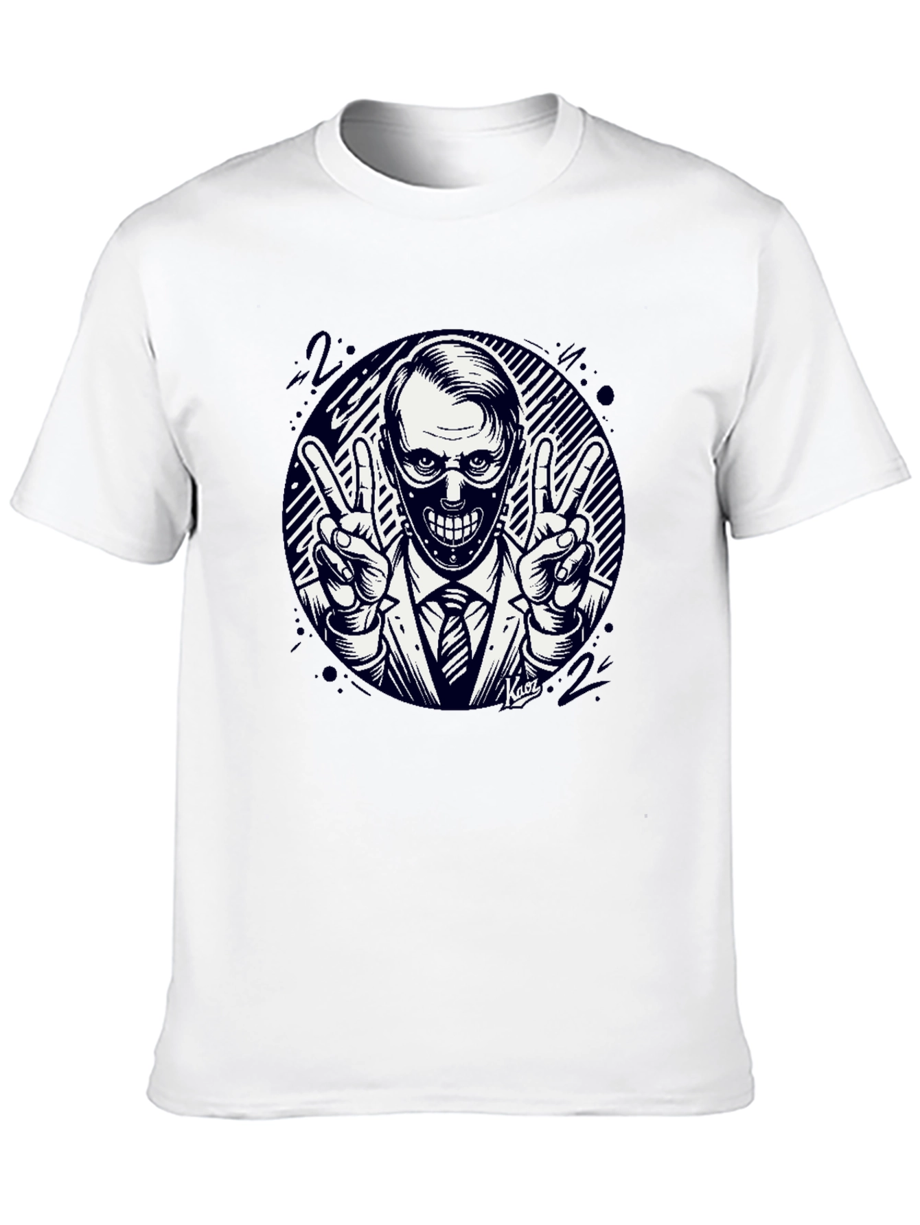 Masked Man Peace Sign Black T-Shirt
