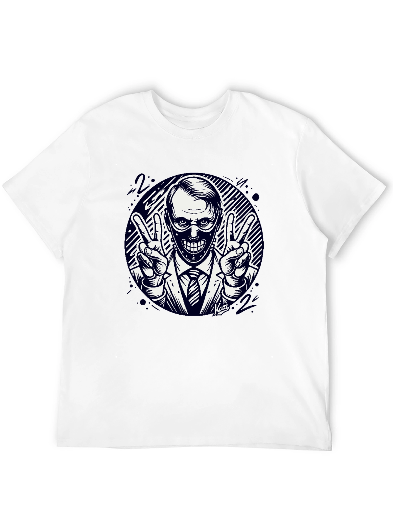 Masked Man Peace Sign Black T-Shirt
