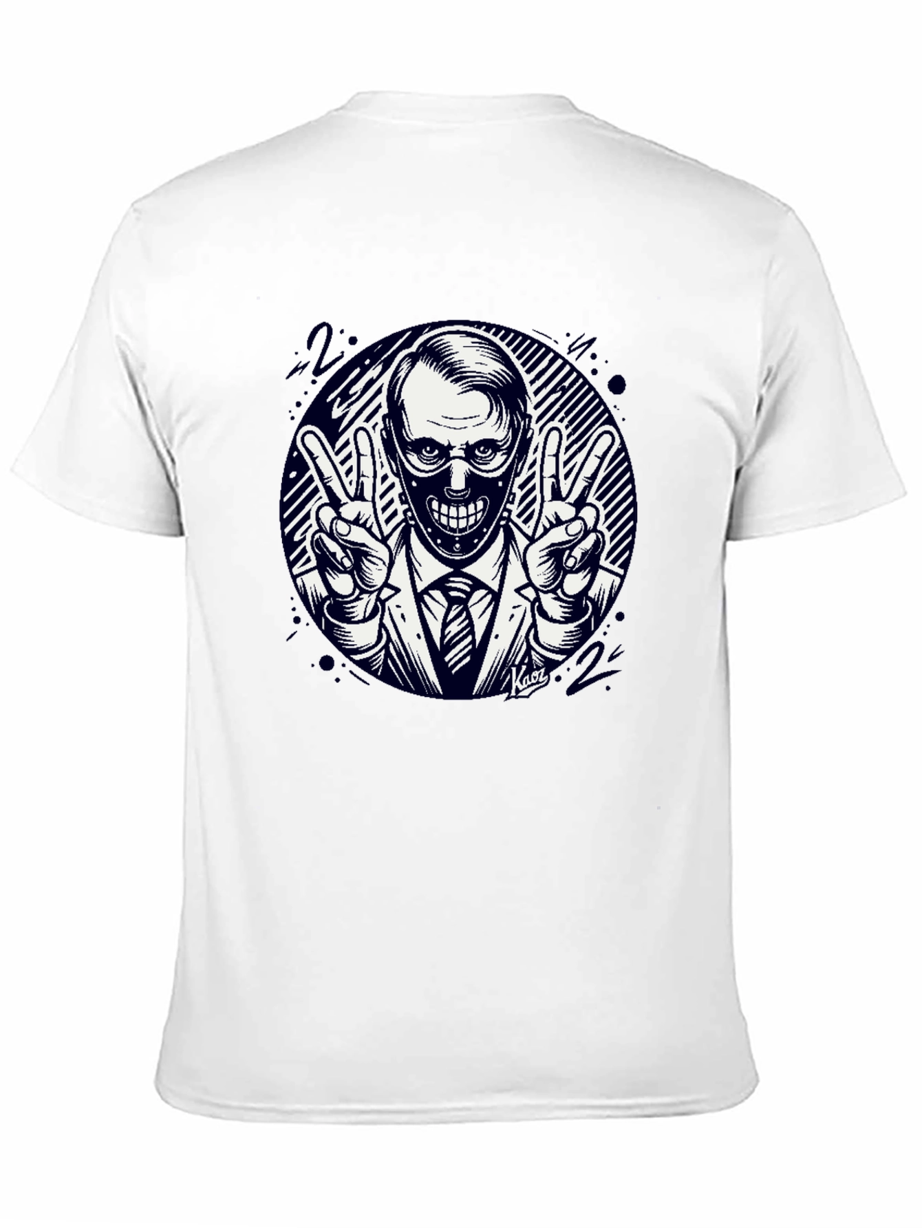 Masked Man Peace Sign Black T-Shirt