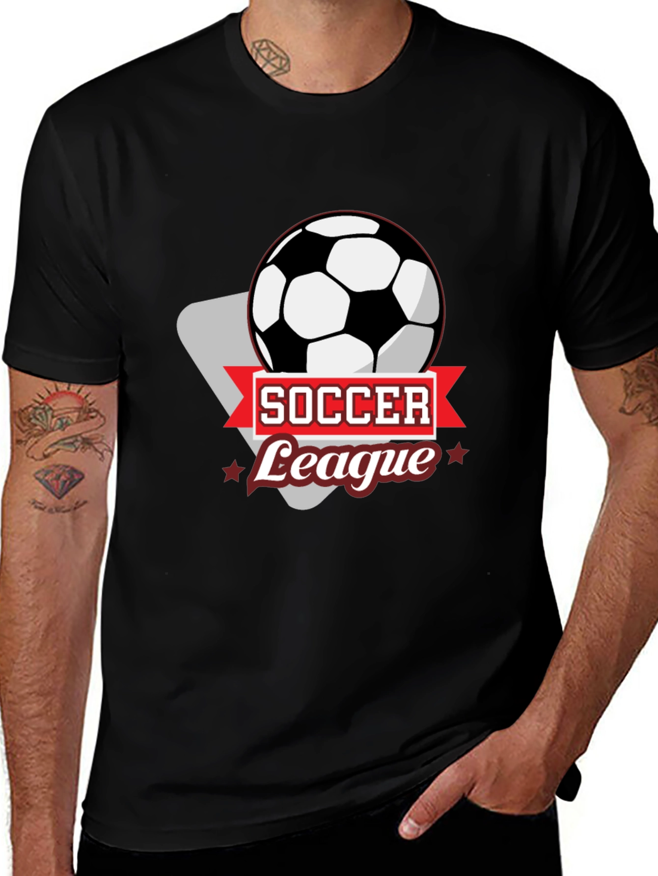 Soccer League Black Graphic T-Shirt