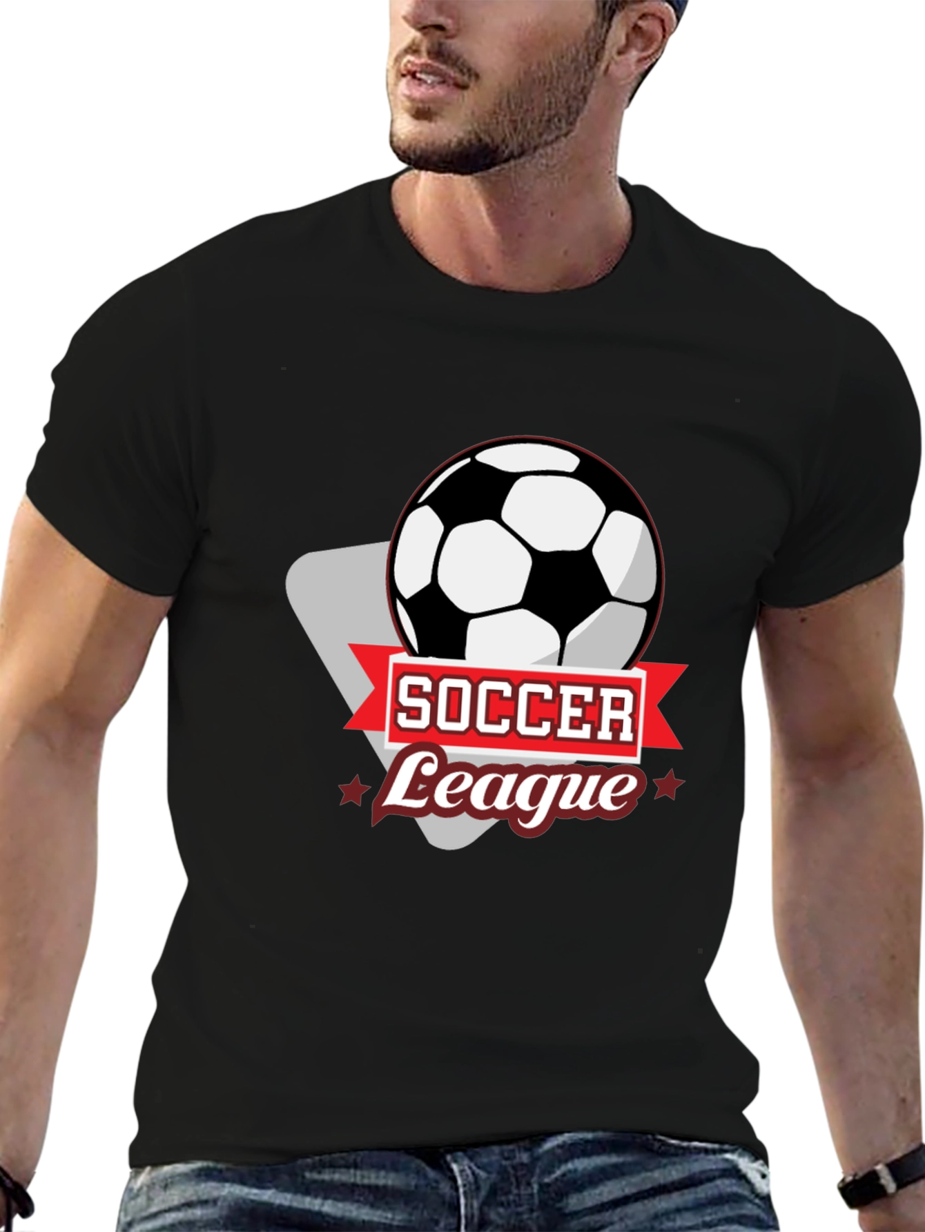 Soccer League Black Graphic T-Shirt