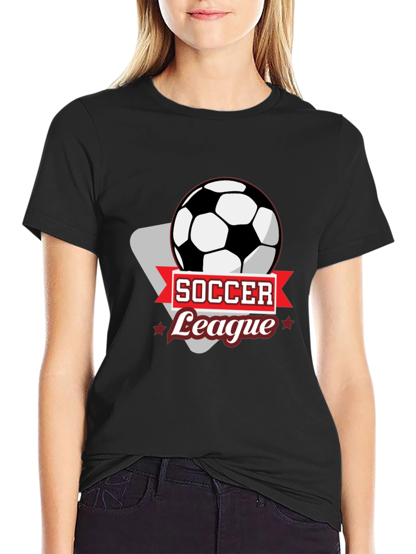 Soccer League Black Graphic T-Shirt