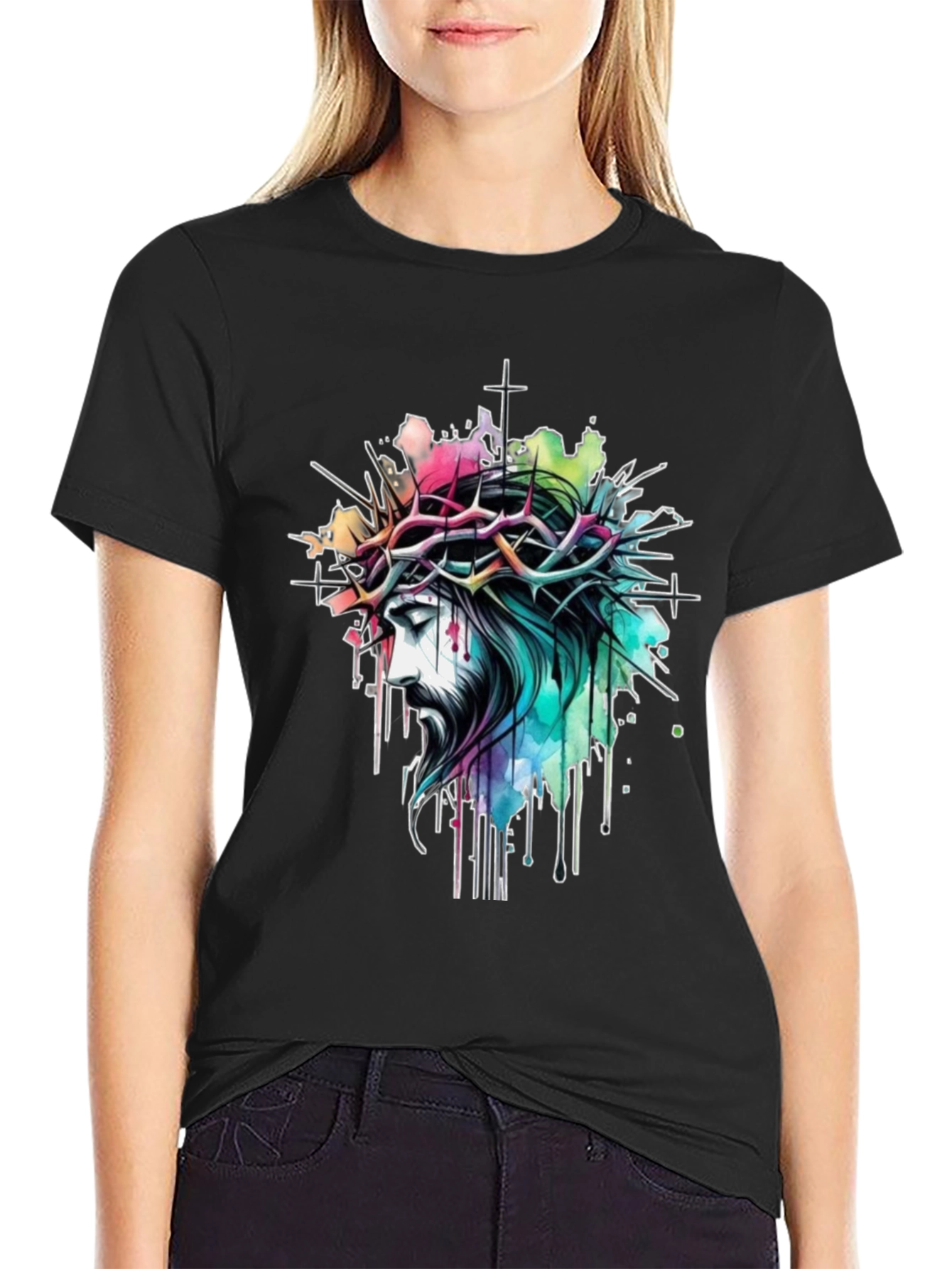 Jesus Christ Crown of Thorns Graphic T-Shirt