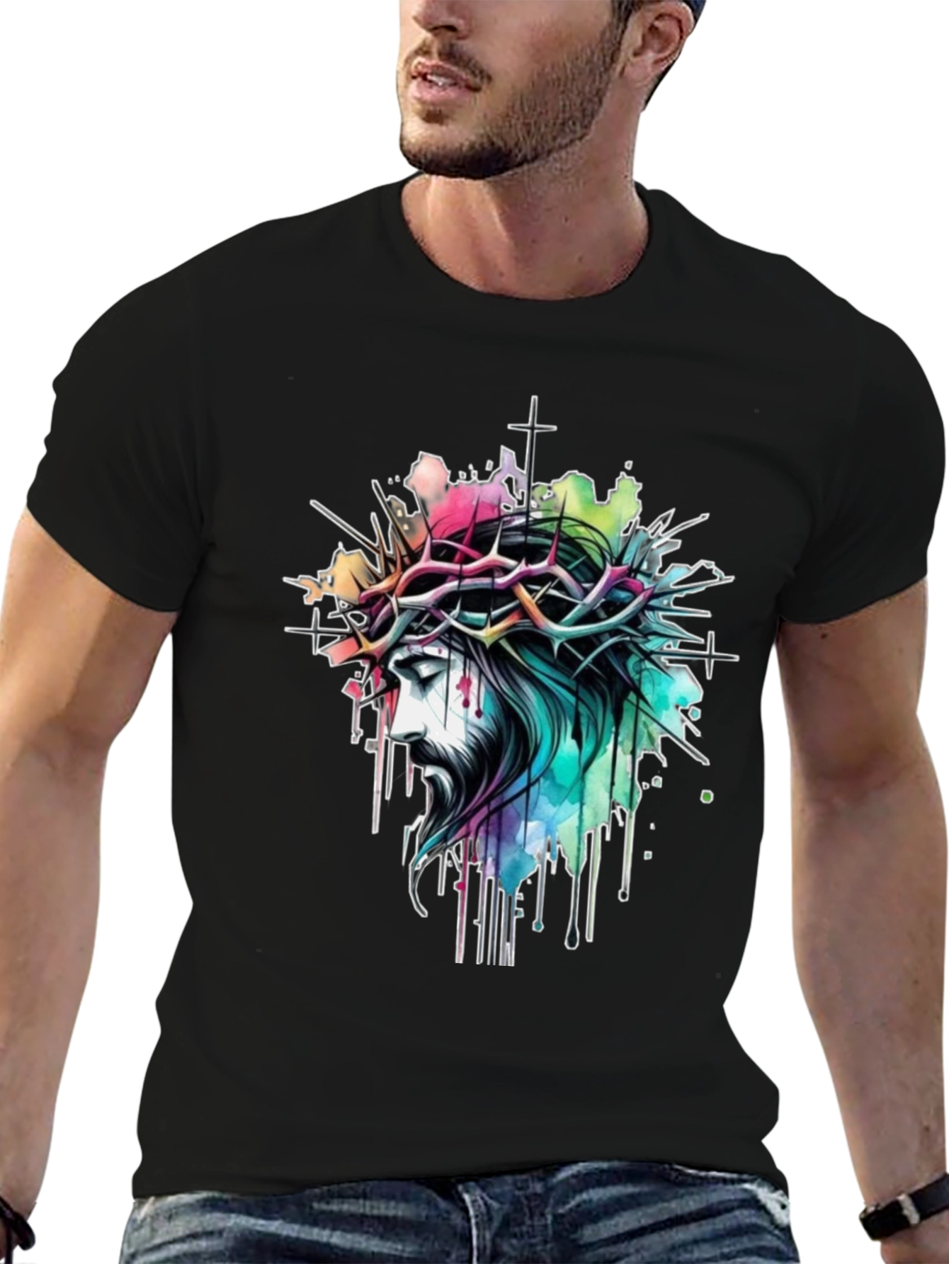 Jesus Christ Crown of Thorns Graphic T-Shirt
