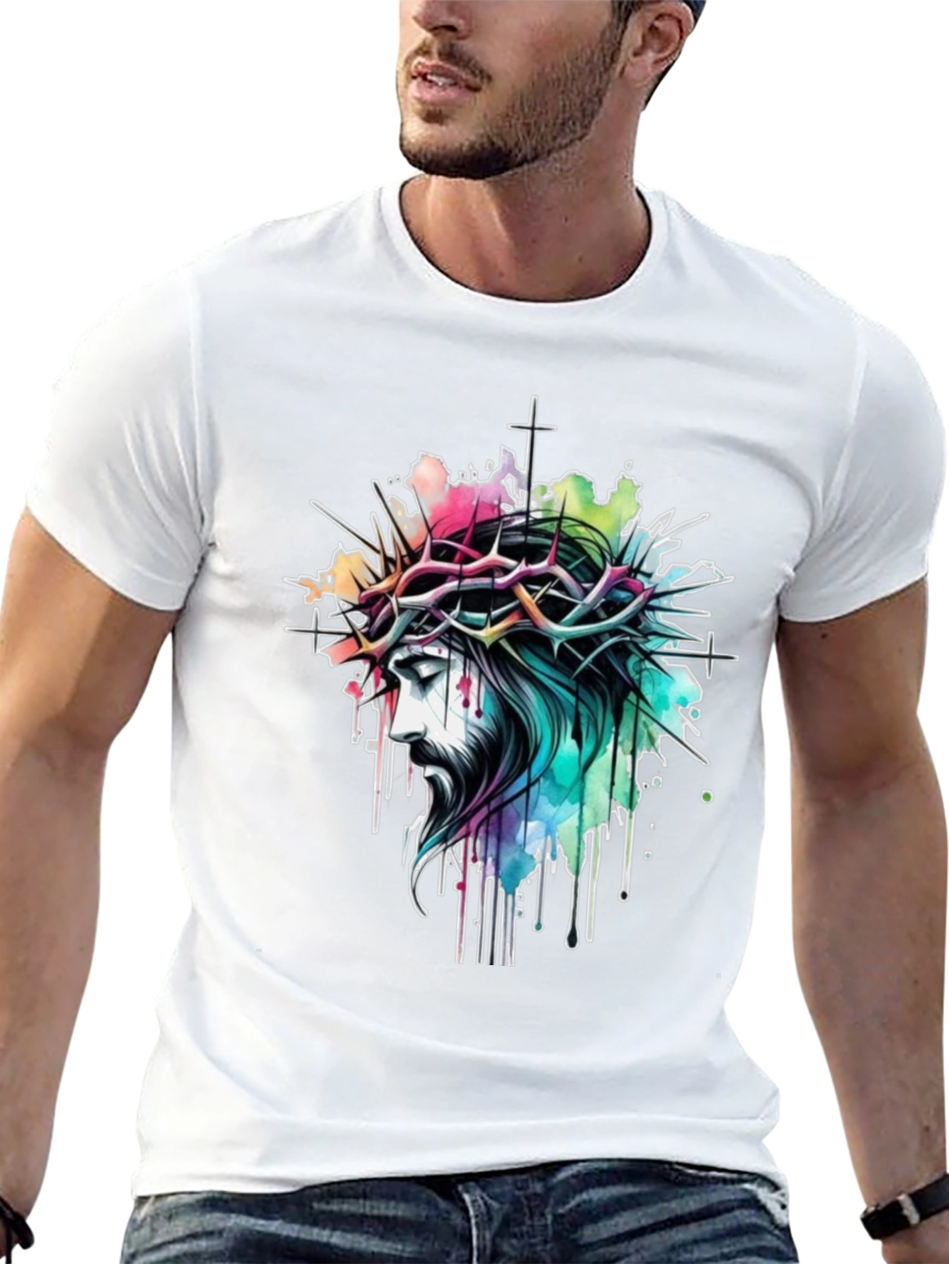 Jesus Christ Crown of Thorns Graphic T-Shirt