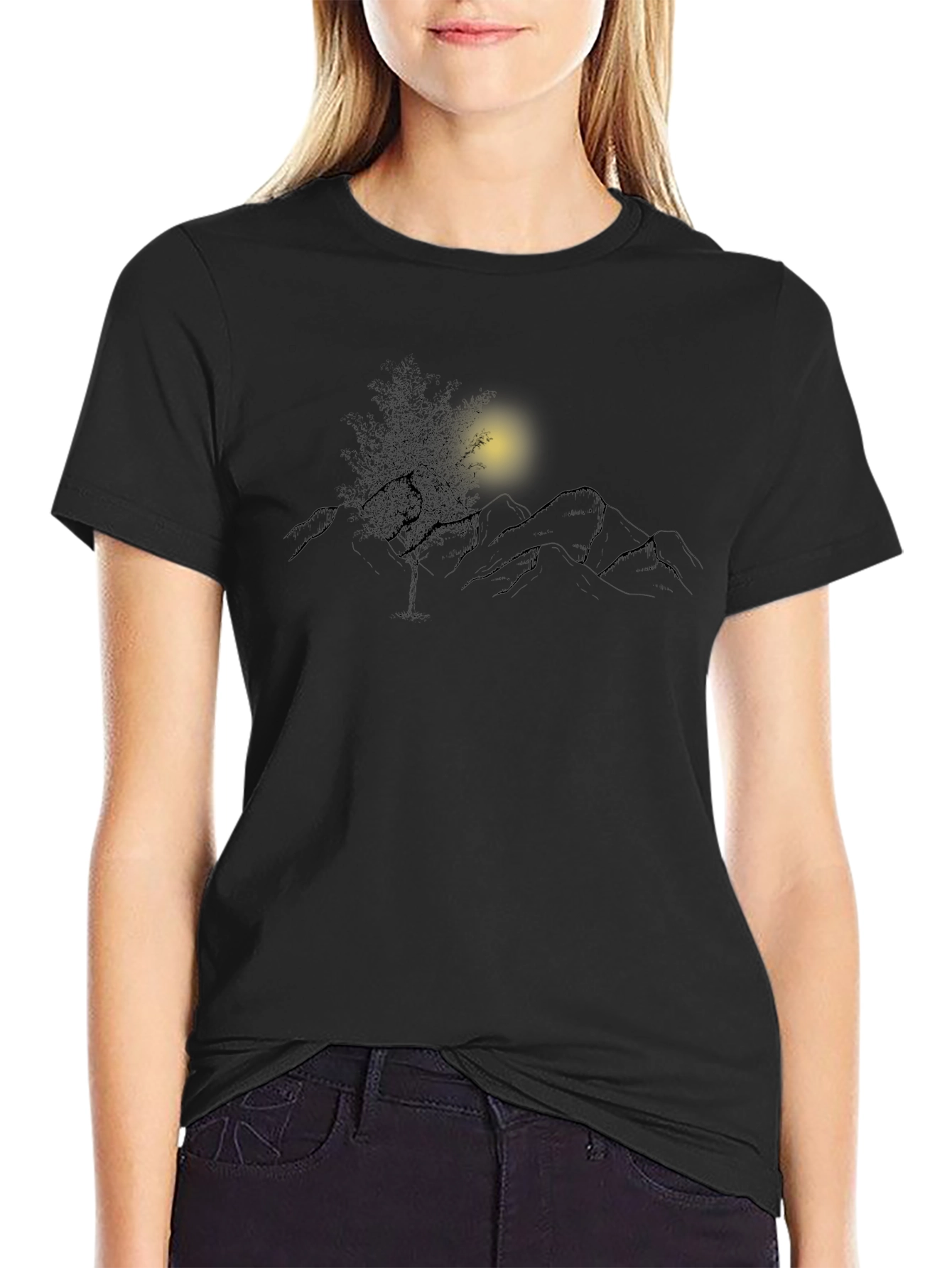 Mountainscape Graphic Black Tee