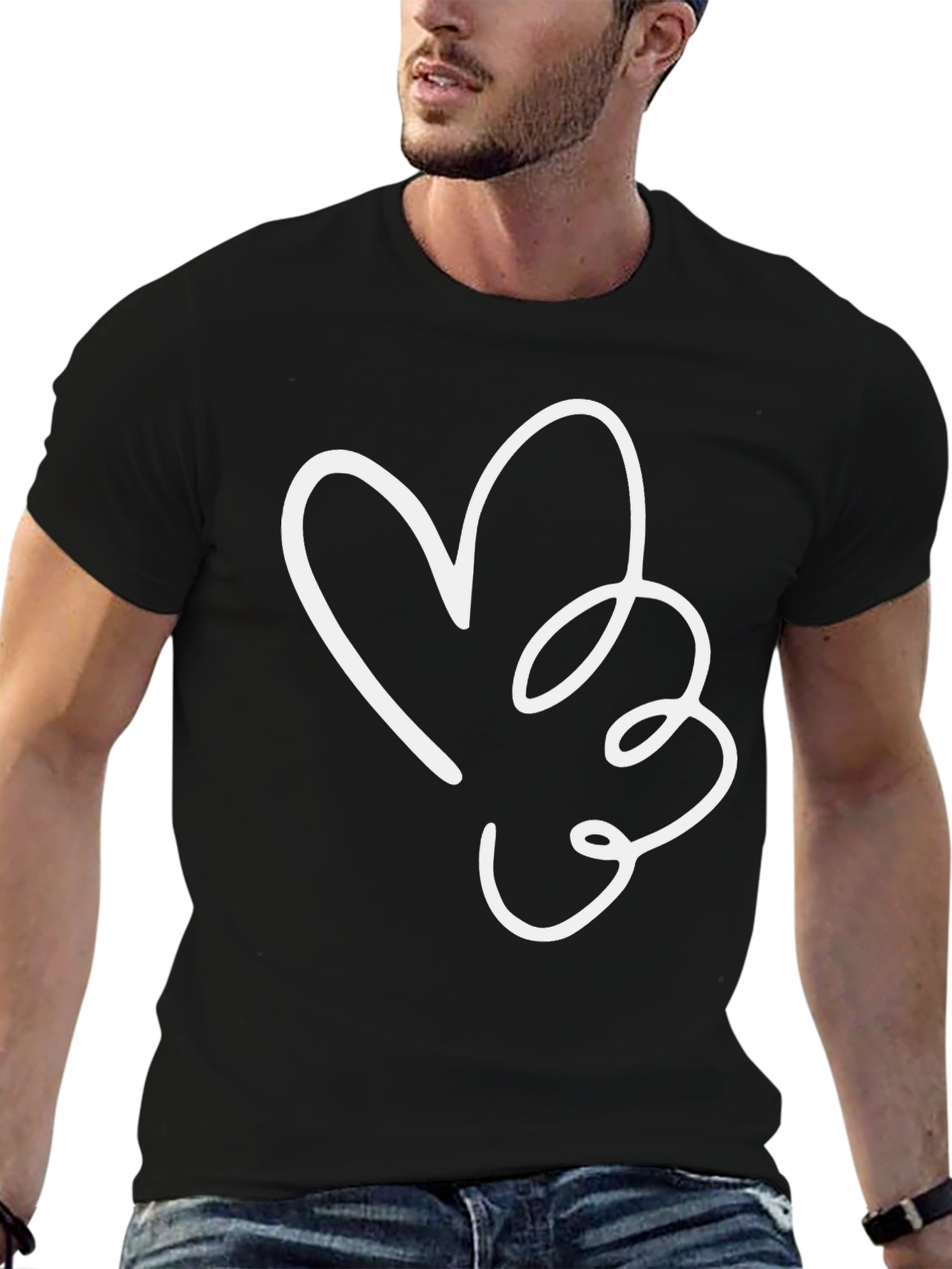 Heart & Flower Black Graphic Tee