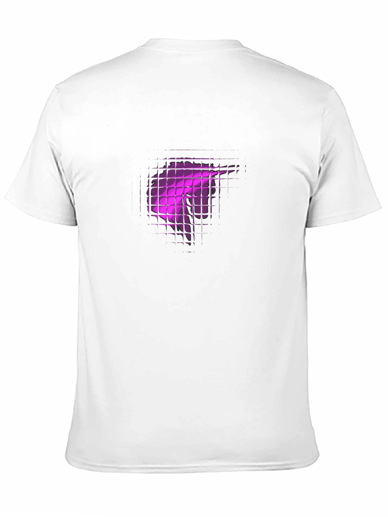 Black Tee with Abstract Purple Grid Design