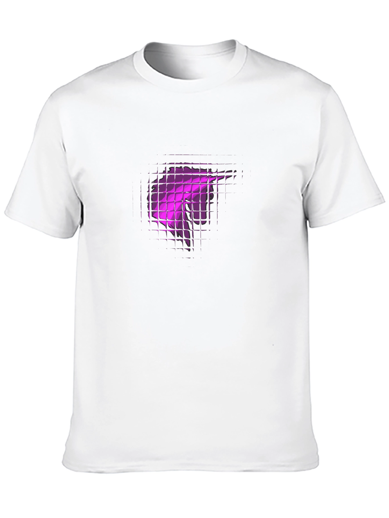 Black Tee with Abstract Purple Grid Design