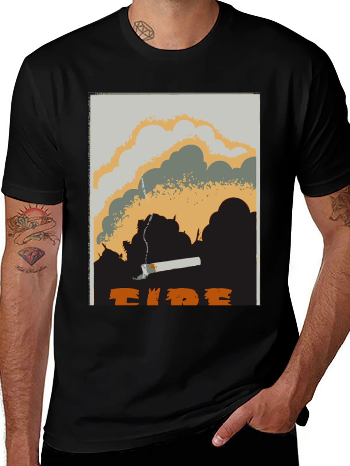 Unique Graphic Tee: Smoldering Cigarette Design
