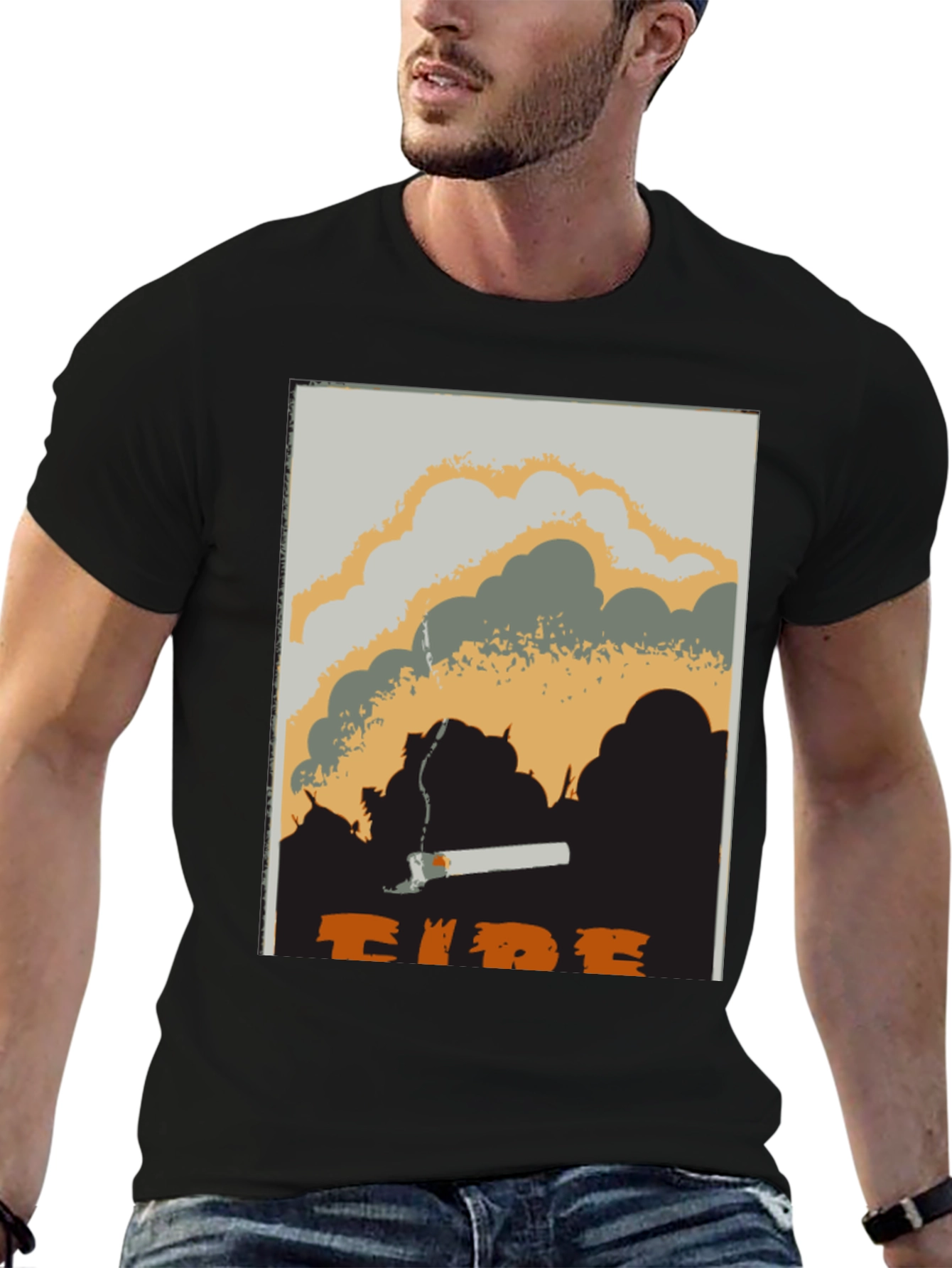 Unique Graphic Tee: Smoldering Cigarette Design