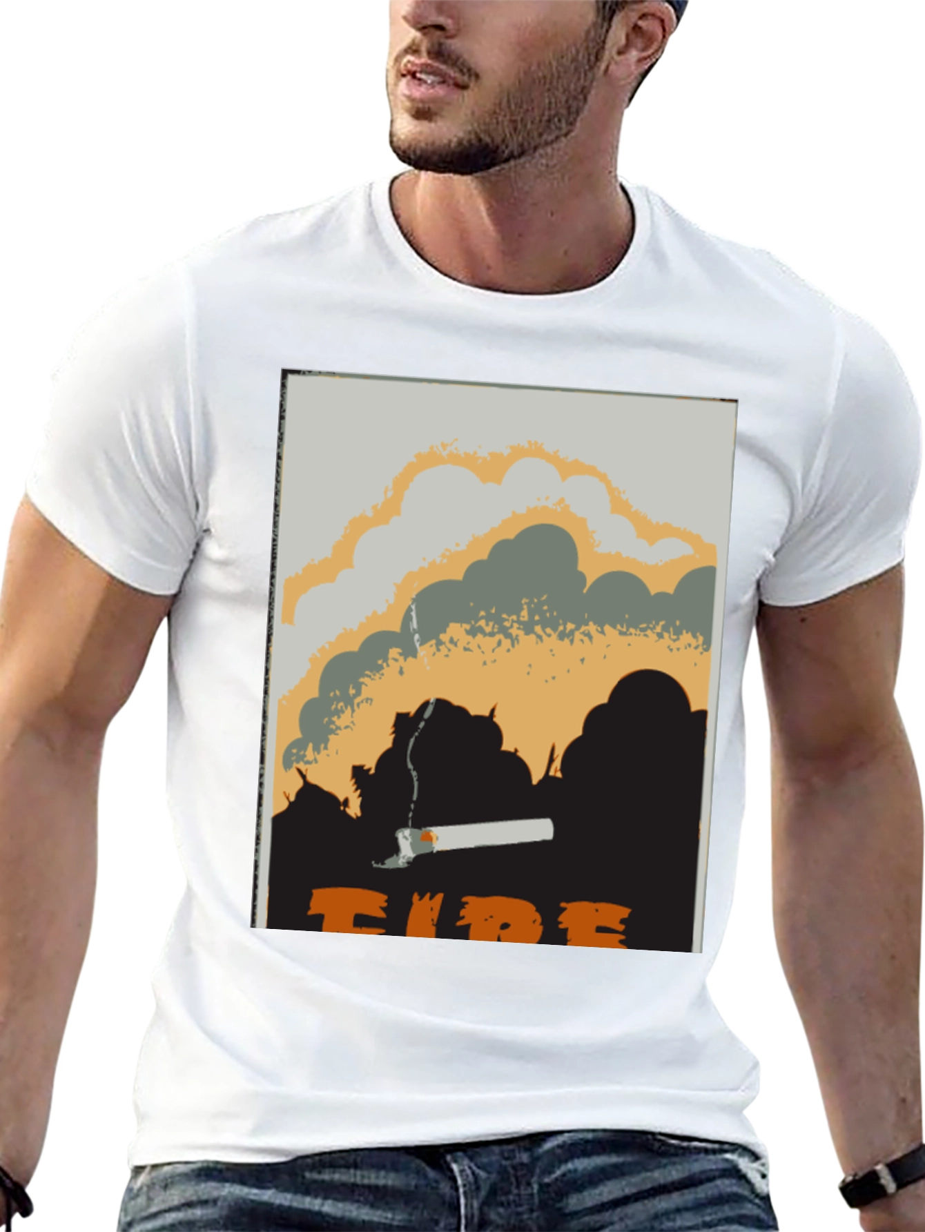 Unique Graphic Tee: Smoldering Cigarette Design