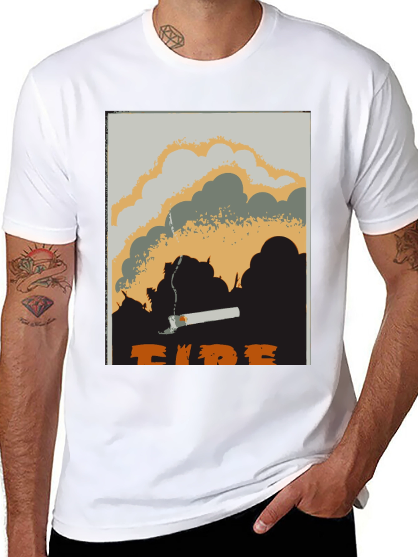 Unique Graphic Tee: Smoldering Cigarette Design