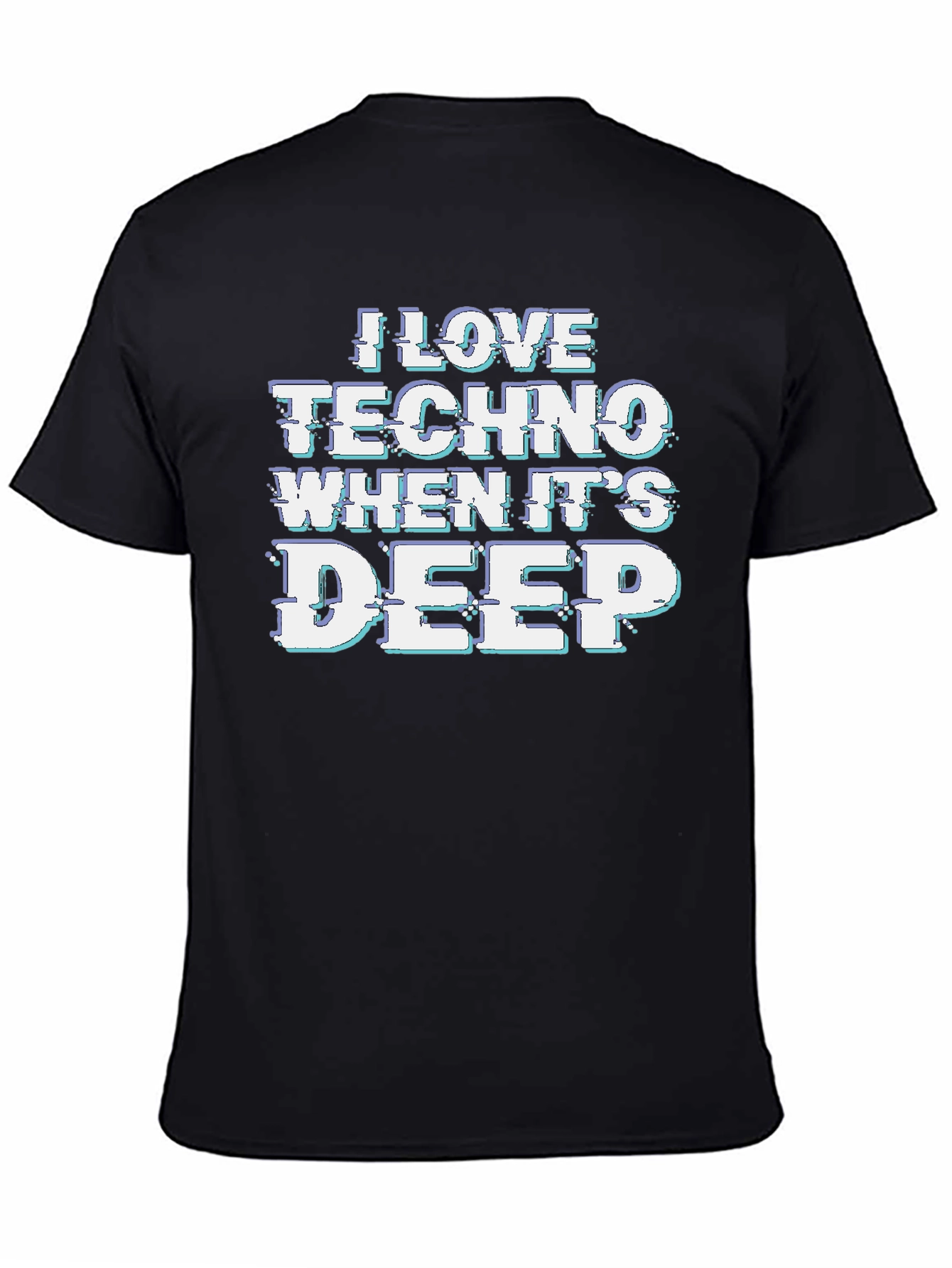 I Love Techno Deep Mens Black Graphic Tee