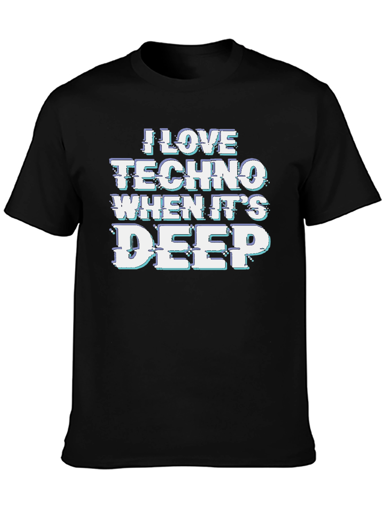 I Love Techno Deep Mens Black Graphic Tee